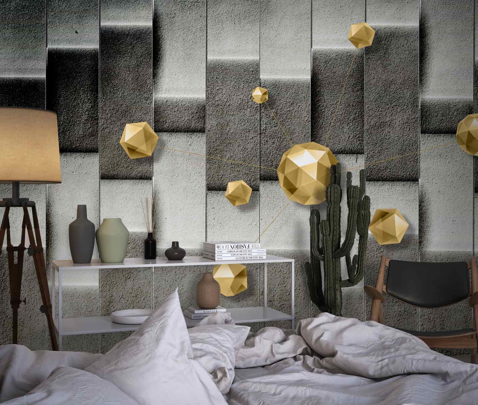 Fotobehang volumetrische goudcijfers