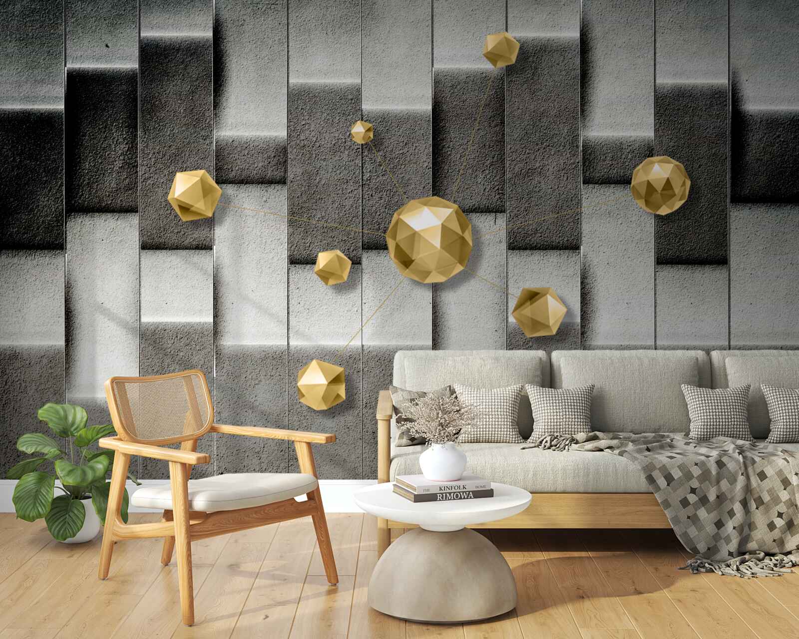 Fotobehang volumetrische goudcijfers