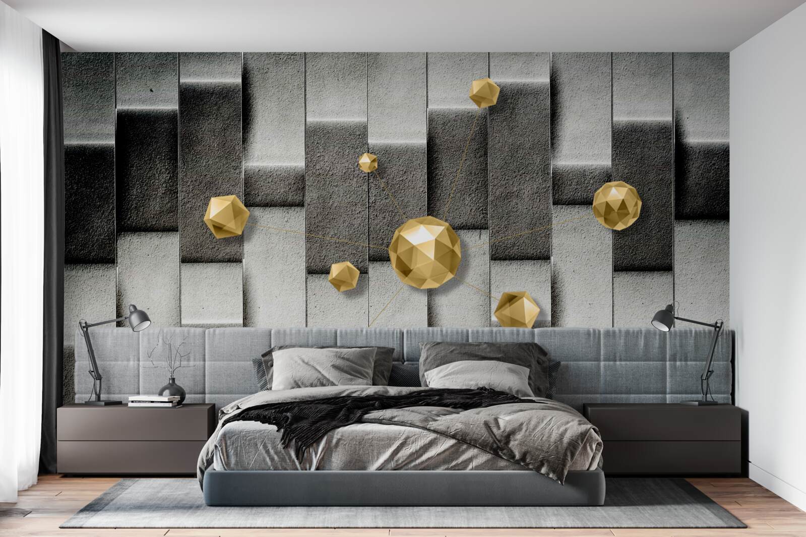 Fotobehang volumetrische goudcijfers