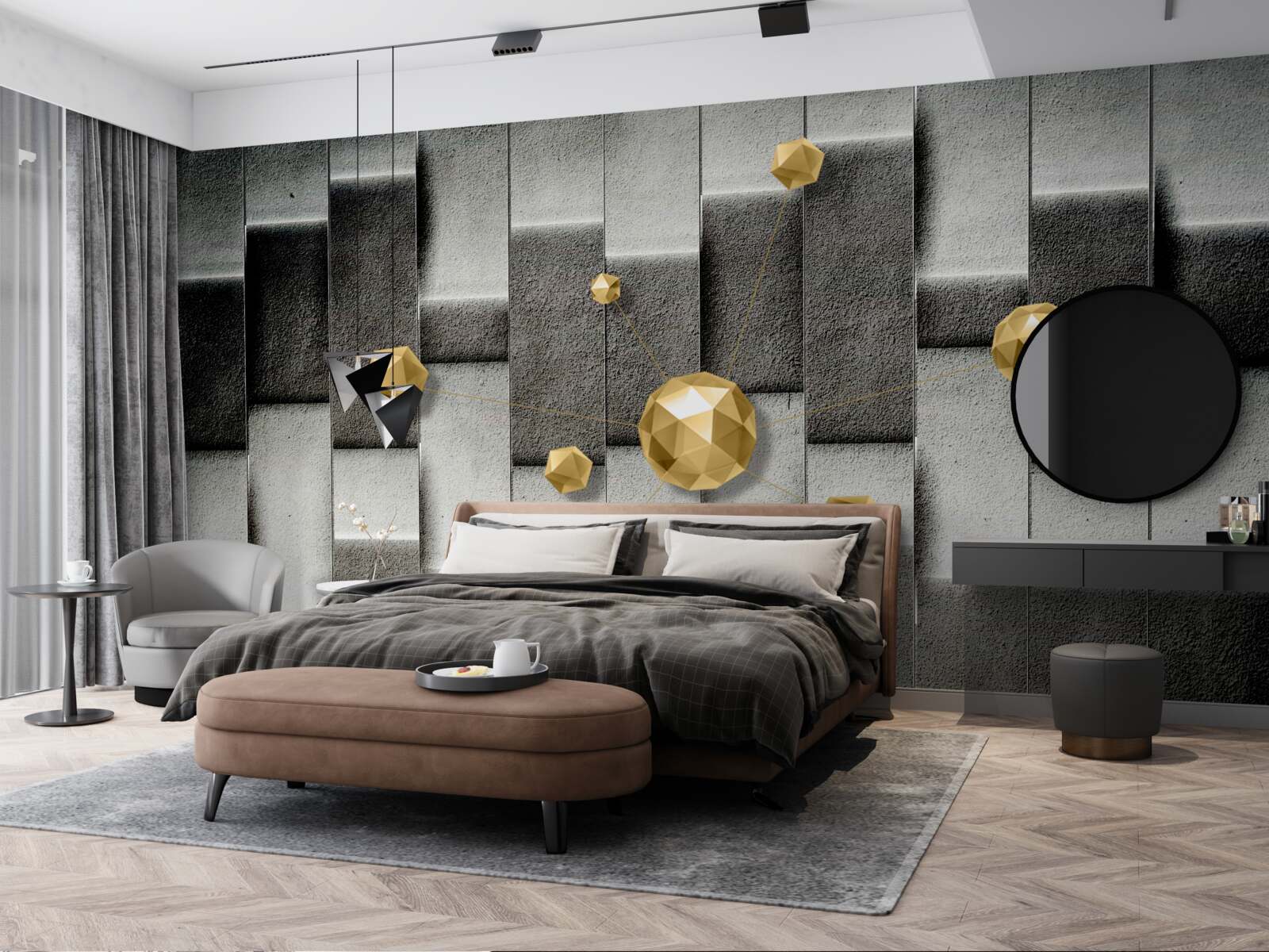 Fotobehang volumetrische goudcijfers