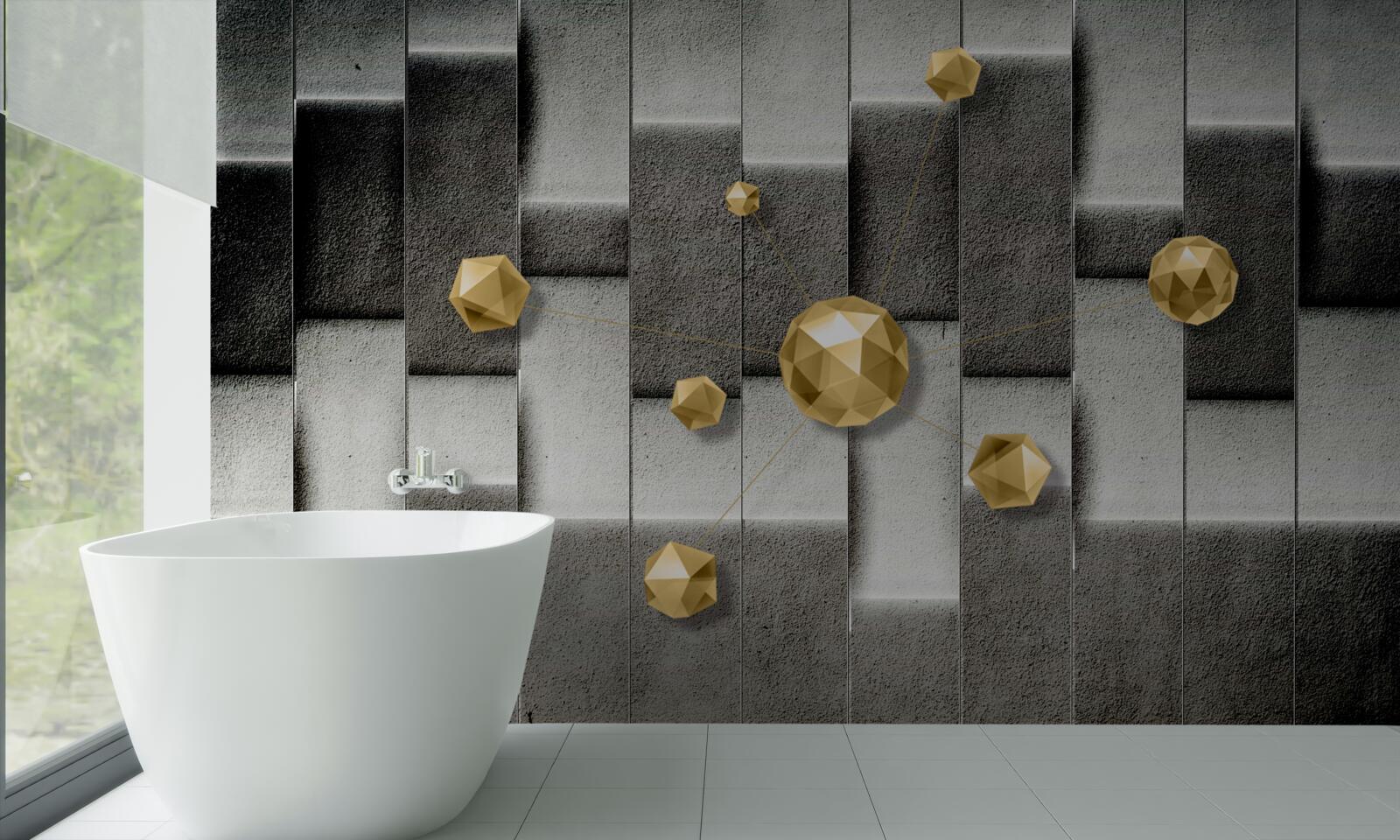 Fotobehang volumetrische goudcijfers