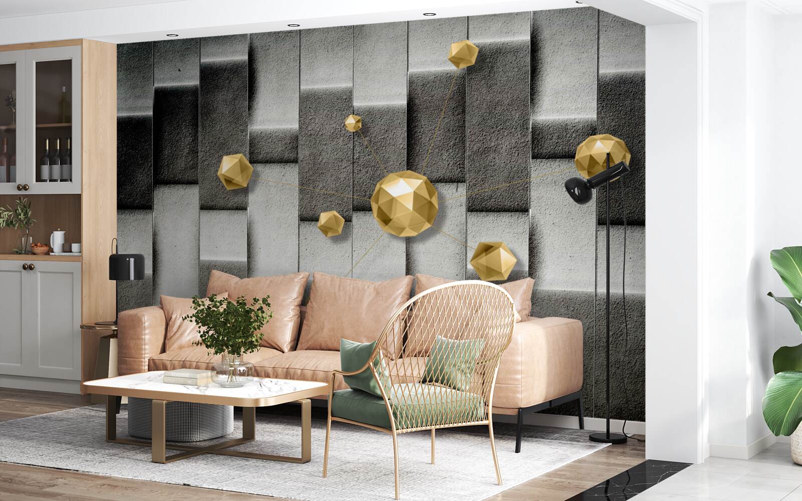 Fotobehang volumetrische goudcijfers