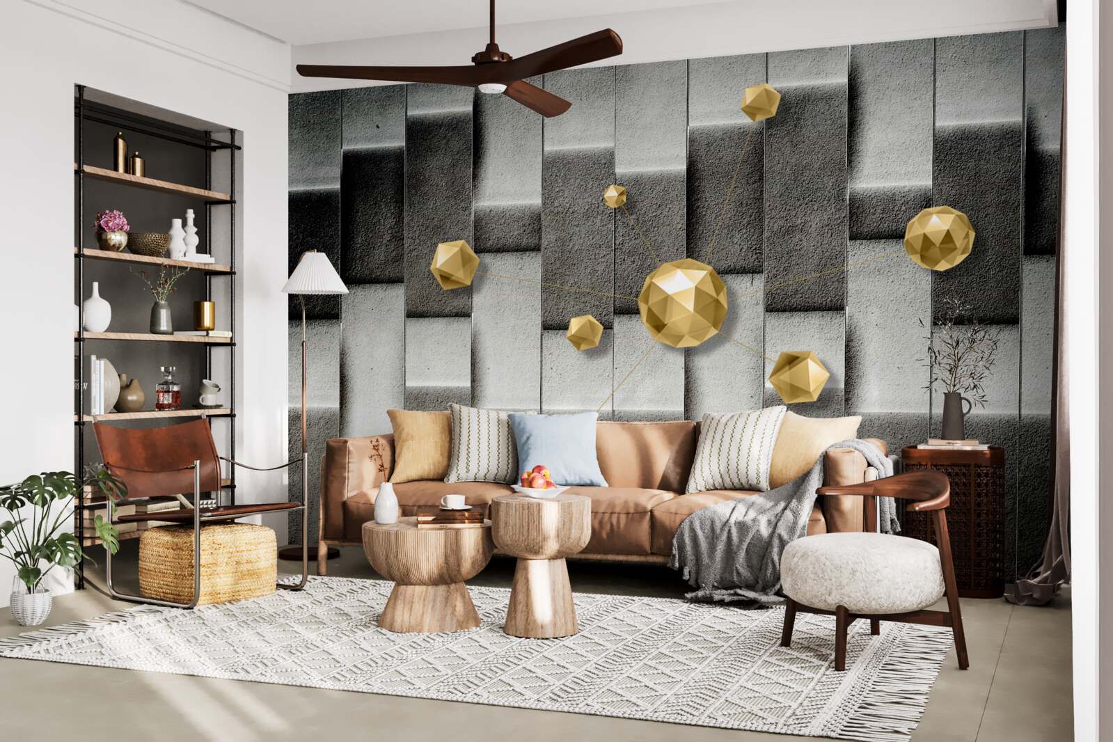 Fotobehang volumetrische goudcijfers