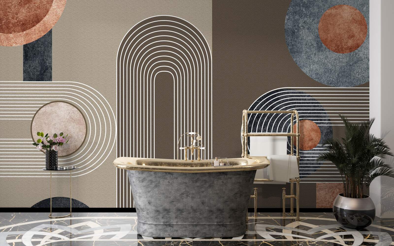 Fotobehang de lijnen vloeien vloeiend in elkaar over