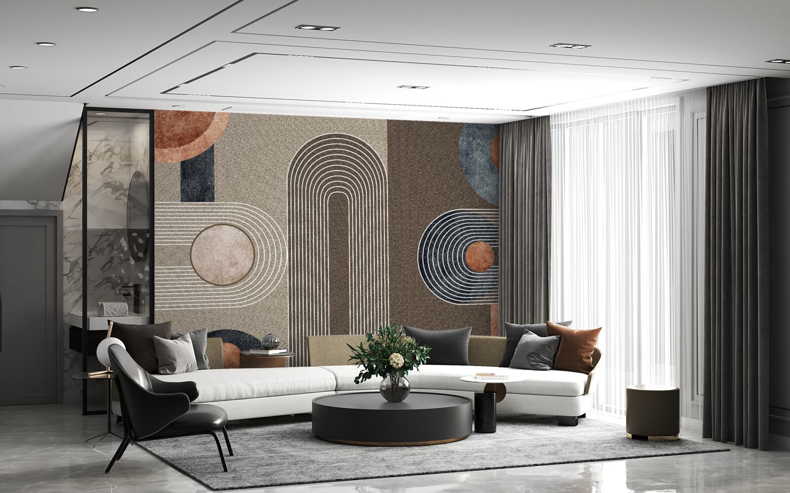 Fotobehang de lijnen vloeien vloeiend in elkaar over