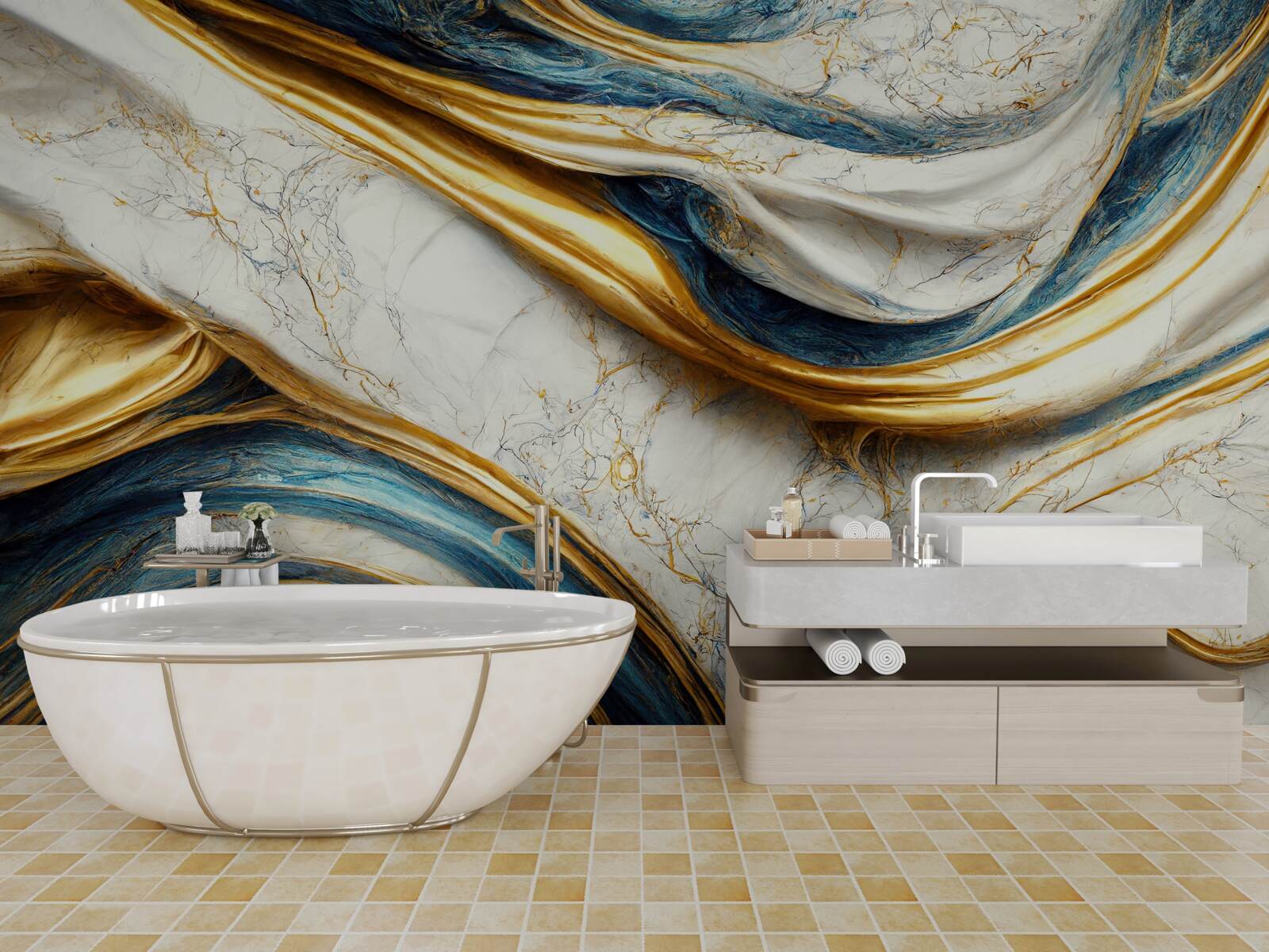 Fotobehang vier marmeren kapopties