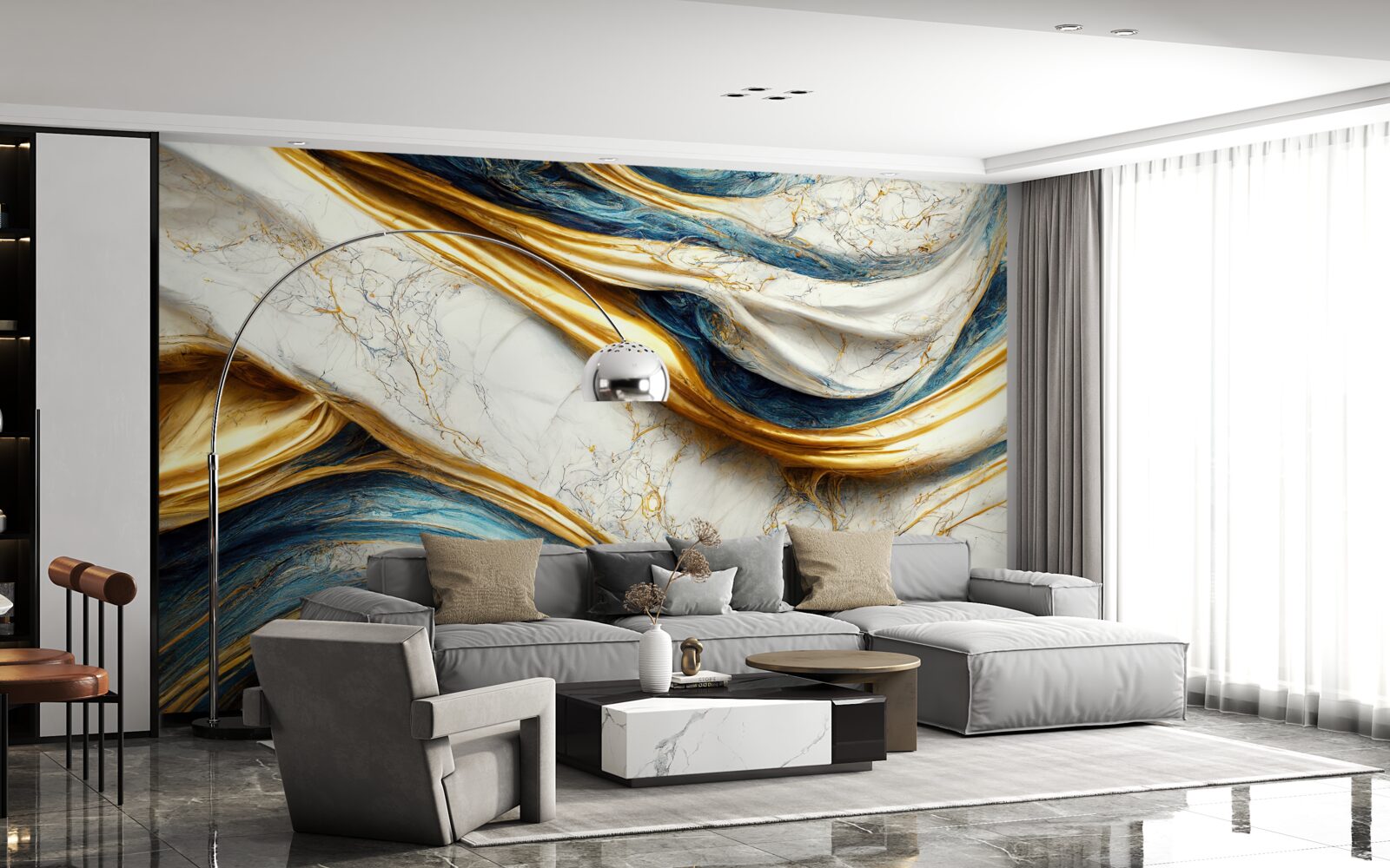 Fotobehang vier marmeren kapopties