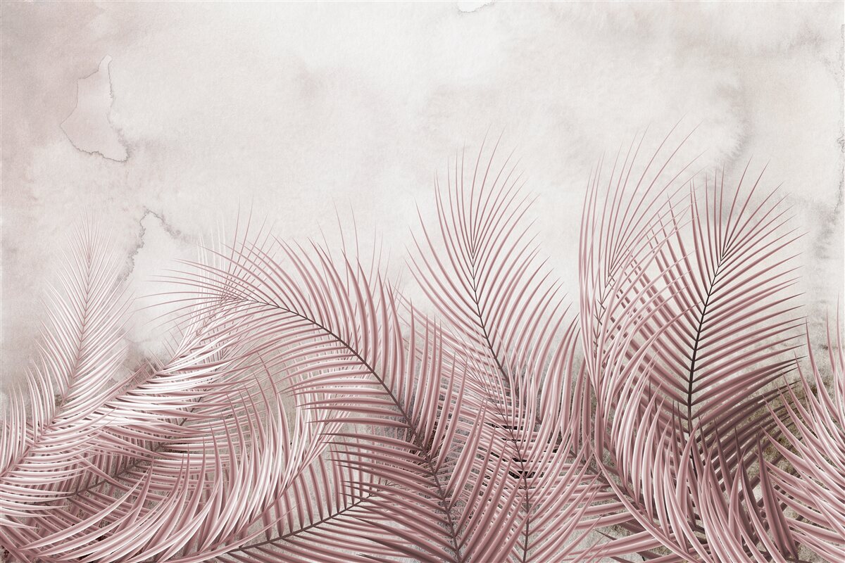 Fotobehang tropische bladeren in een mistige waas