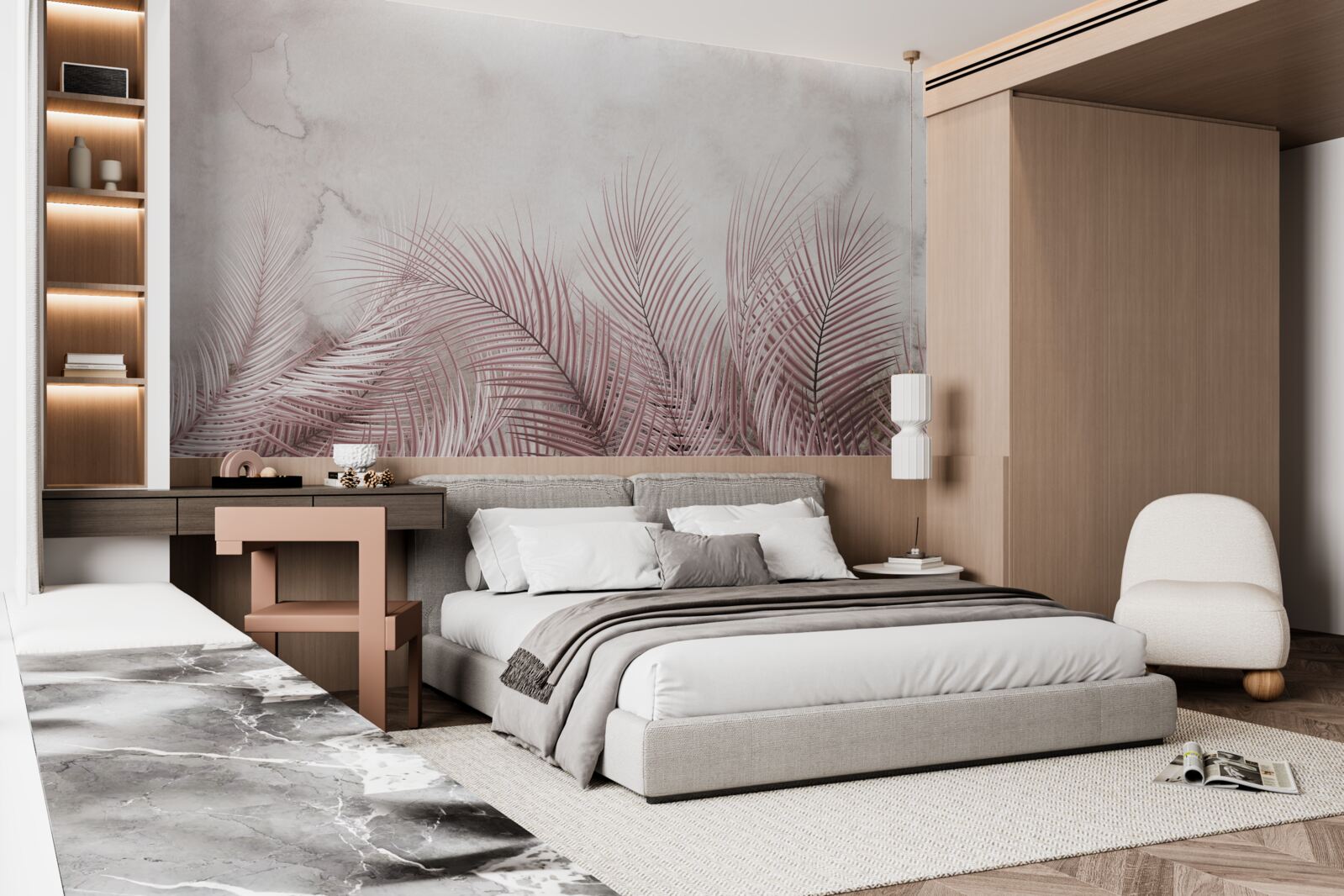 Fotobehang tropische bladeren in een mistige waas