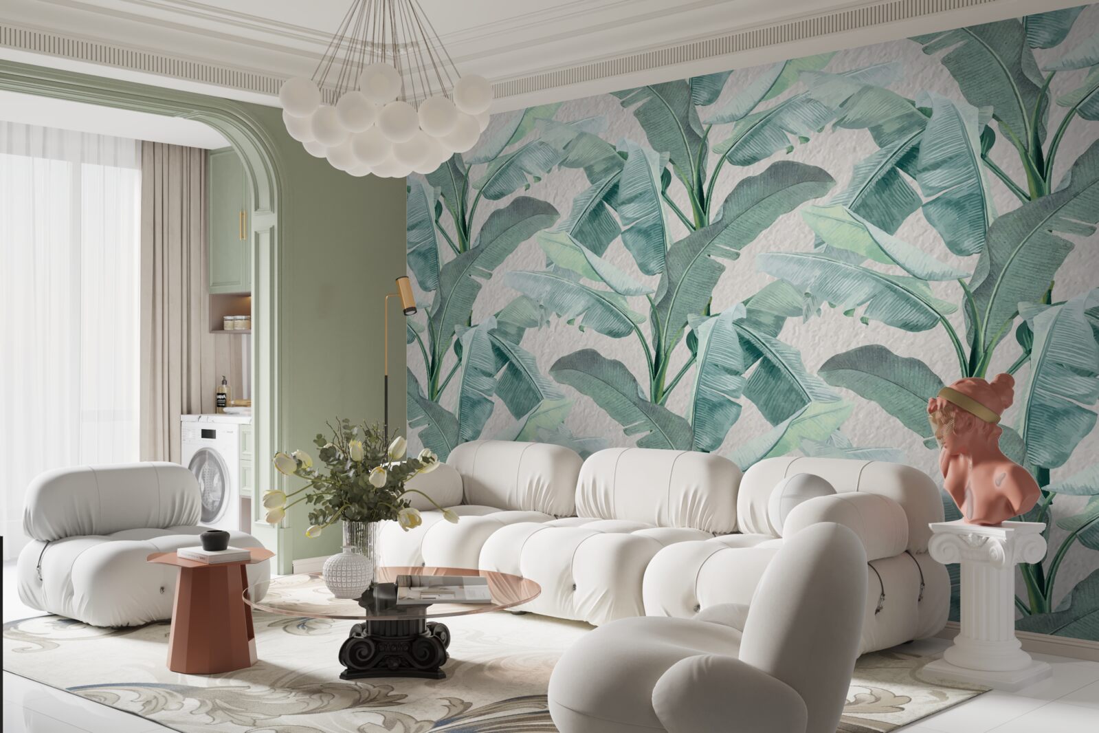 Fotobehang varenbladeren zijn lichtgroen