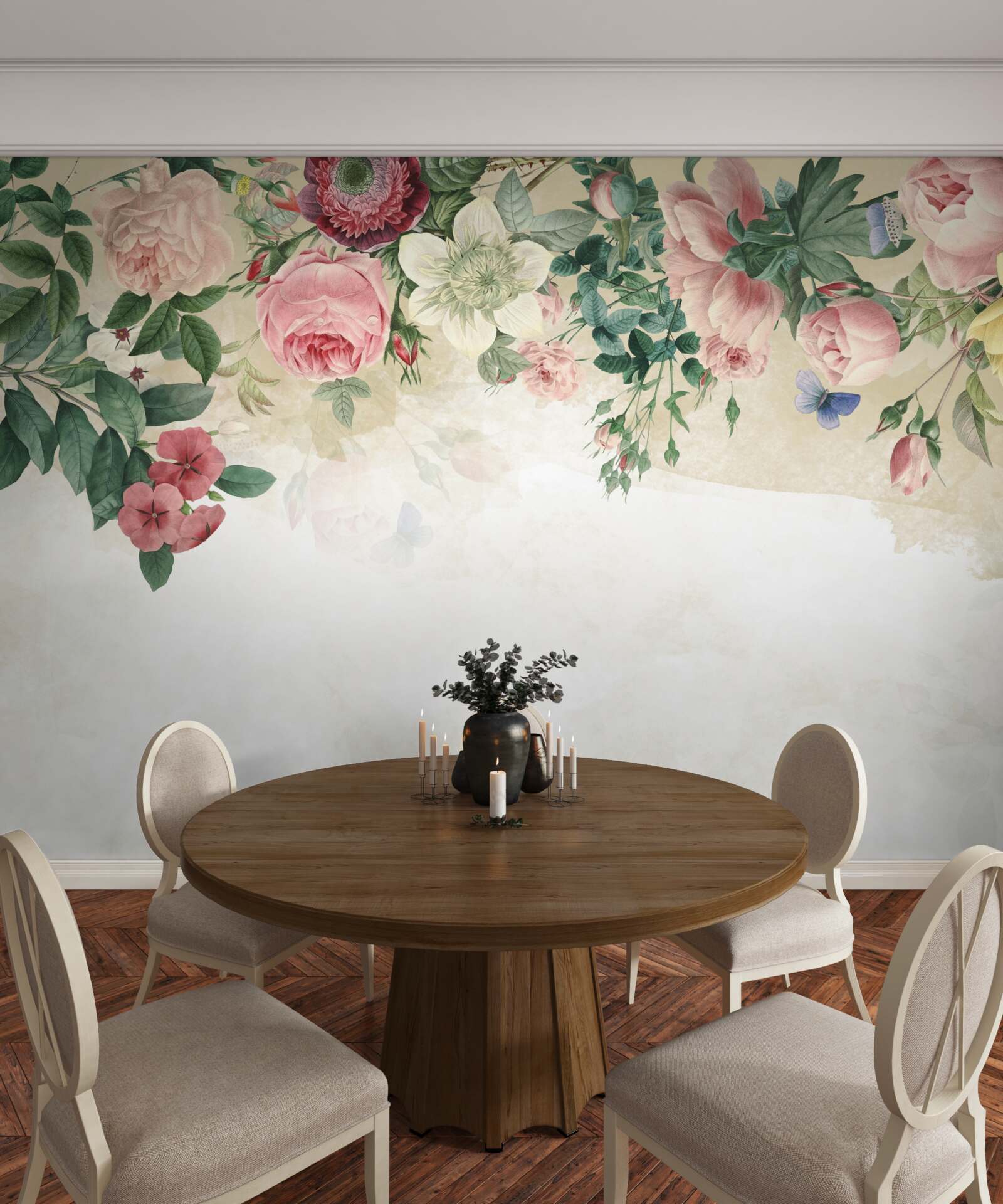 Fotobehang roze bloemknoppen in verschillende tinten