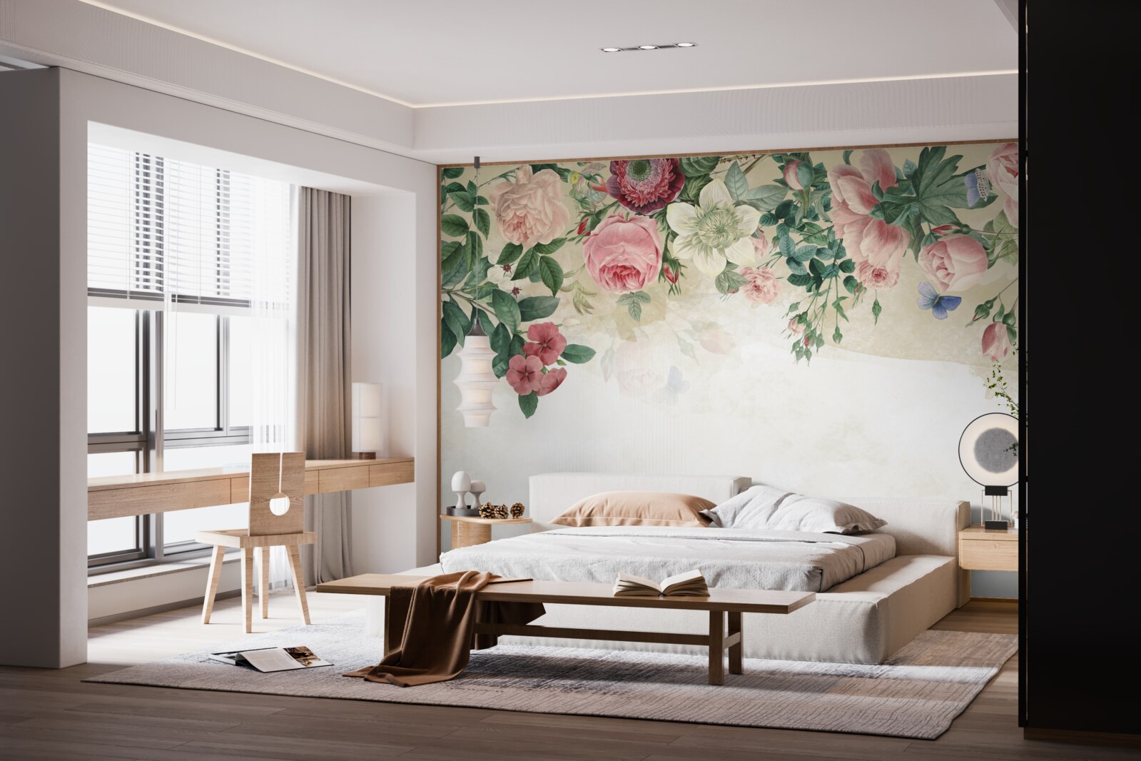 Fotobehang roze bloemknoppen in verschillende tinten