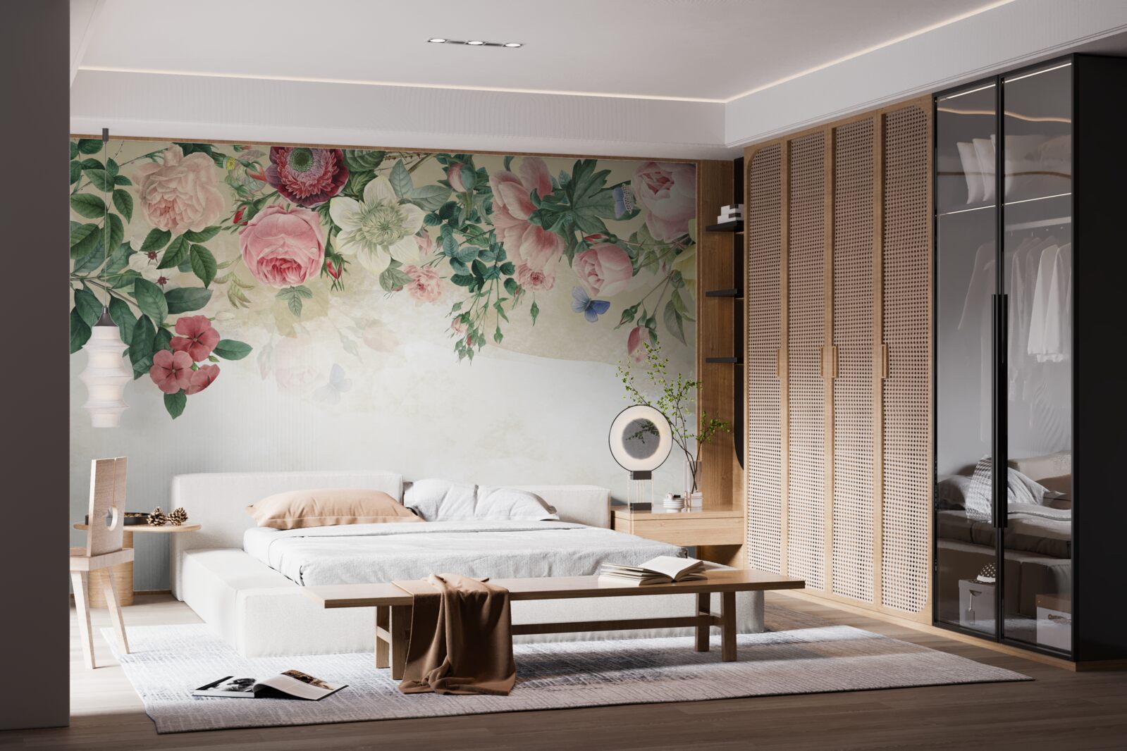 Fotobehang roze bloemknoppen in verschillende tinten