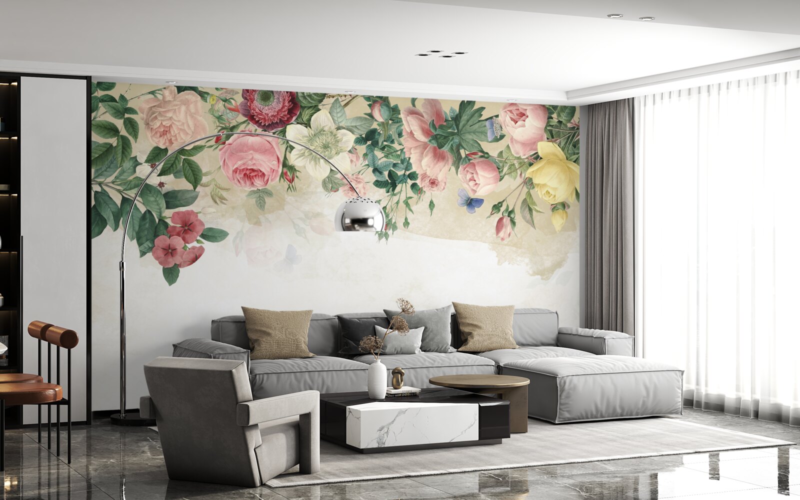 Fotobehang roze bloemknoppen in verschillende tinten