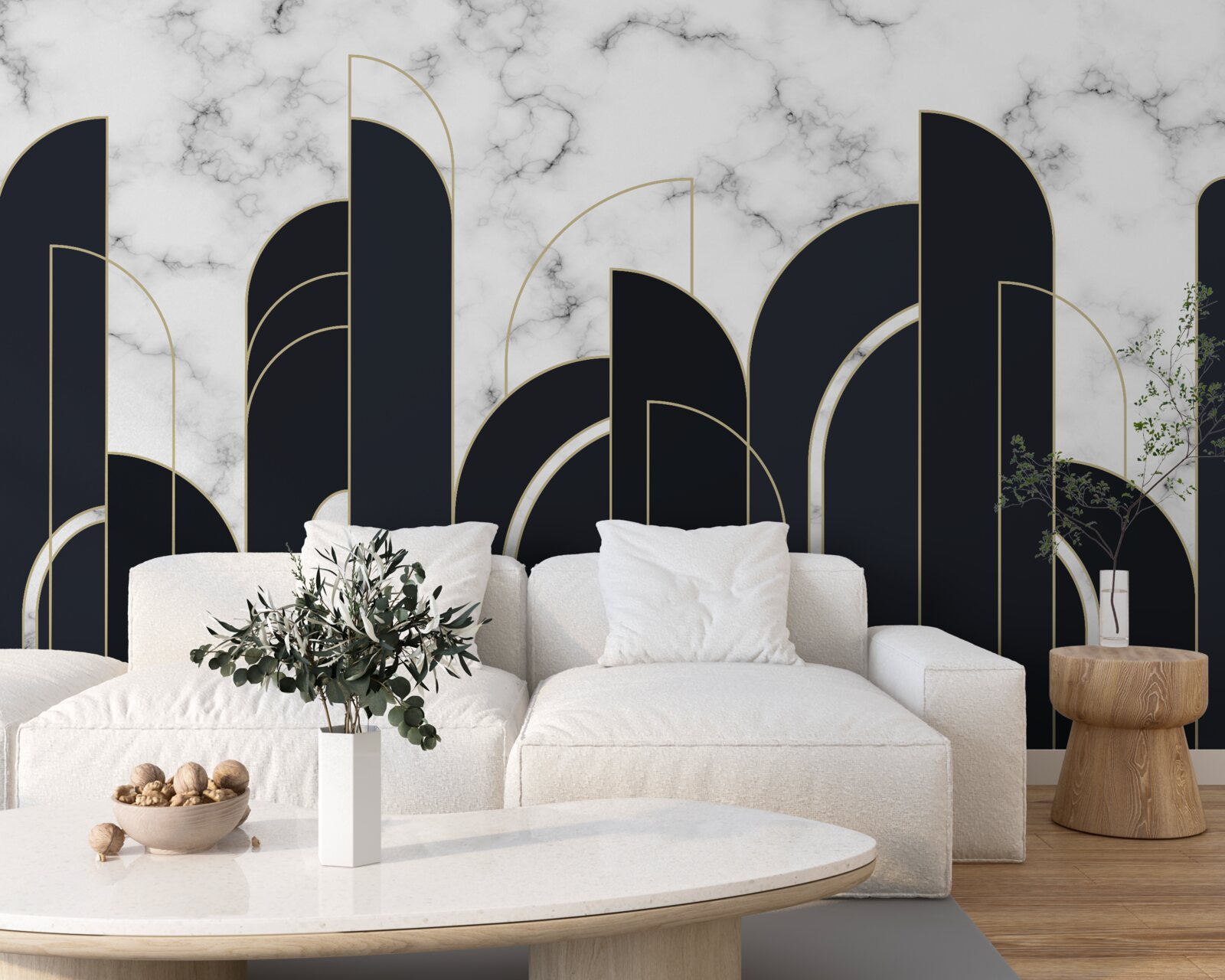 Fotobehang verticale zwarte lijnen op het grijze welkomstscherm