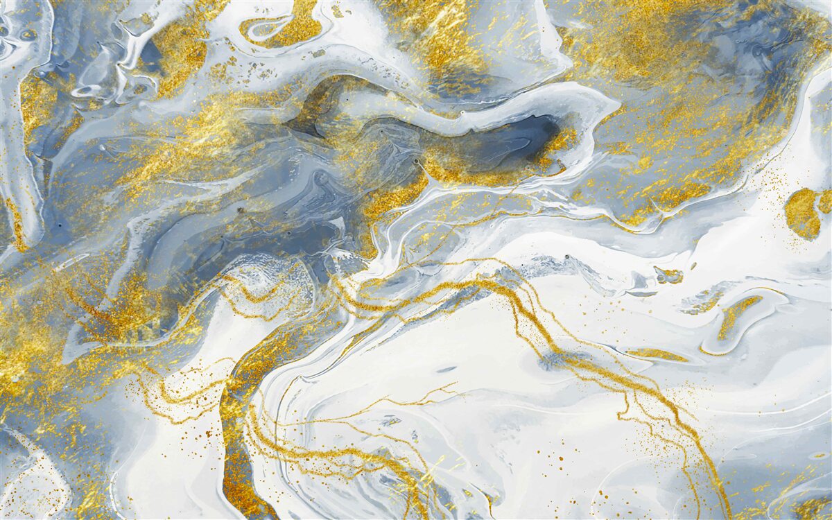 Fotobehang blauw marmer met goudinleg