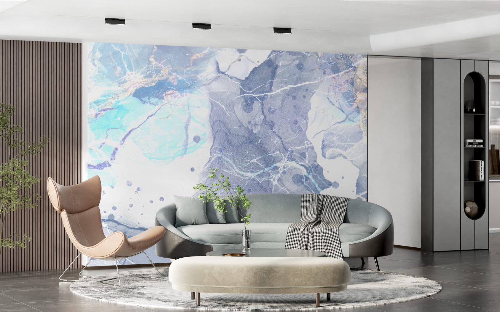 Fotobehang blauw marmer in een abstracte stijl