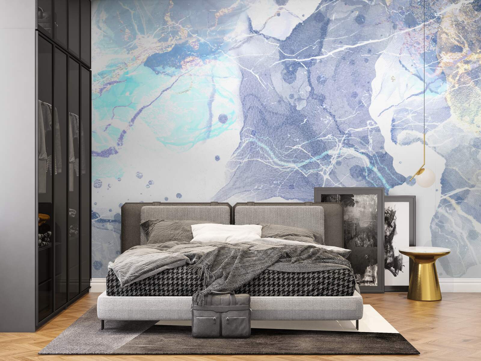 Fotobehang blauw marmer in een abstracte stijl