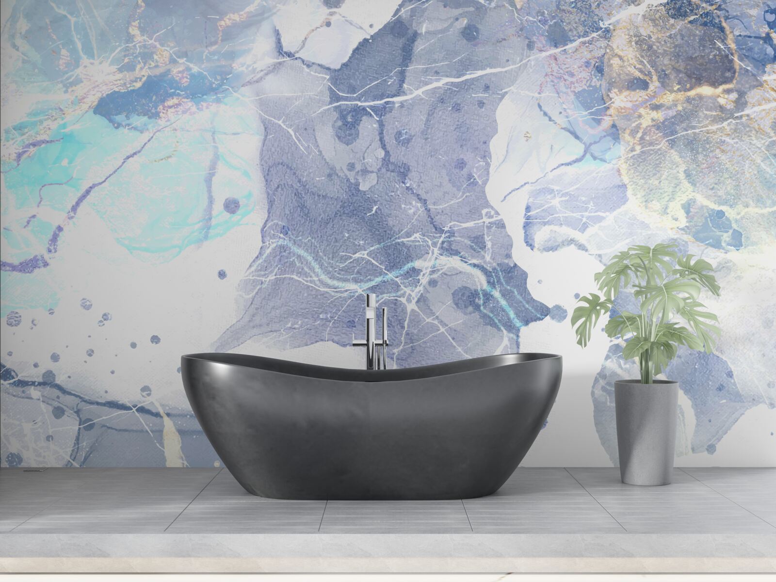 Fotobehang blauw marmer in een abstracte stijl