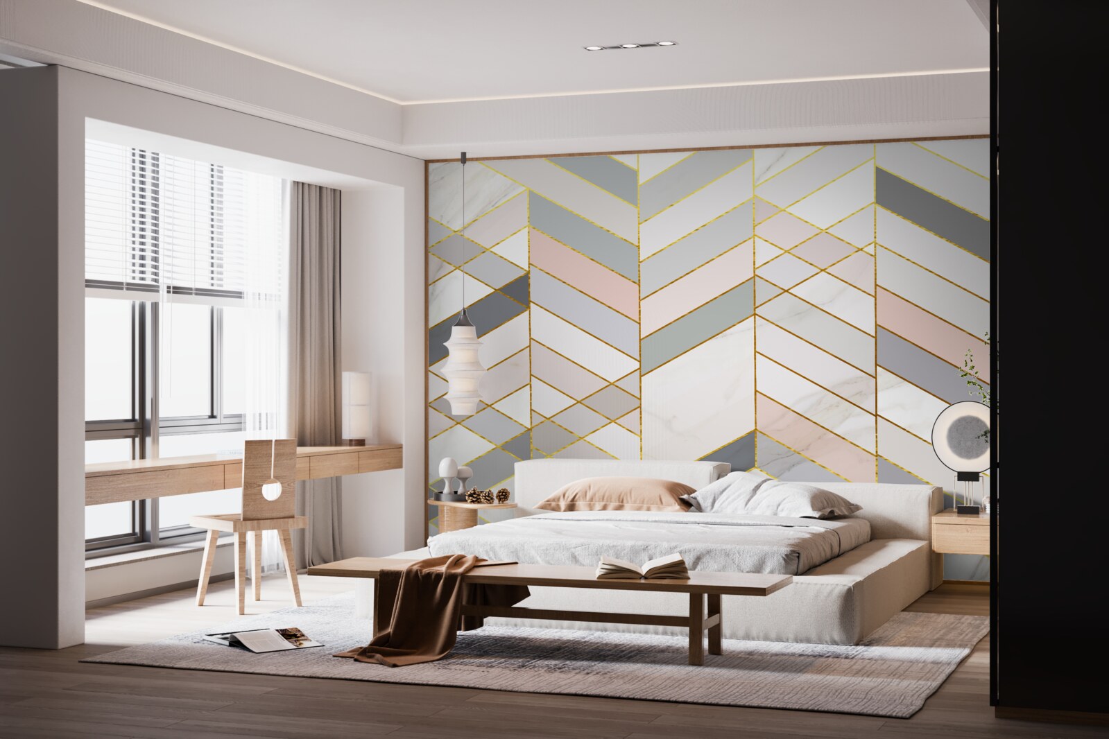 Fotobehang pastellijnen diagonaal geplaatst