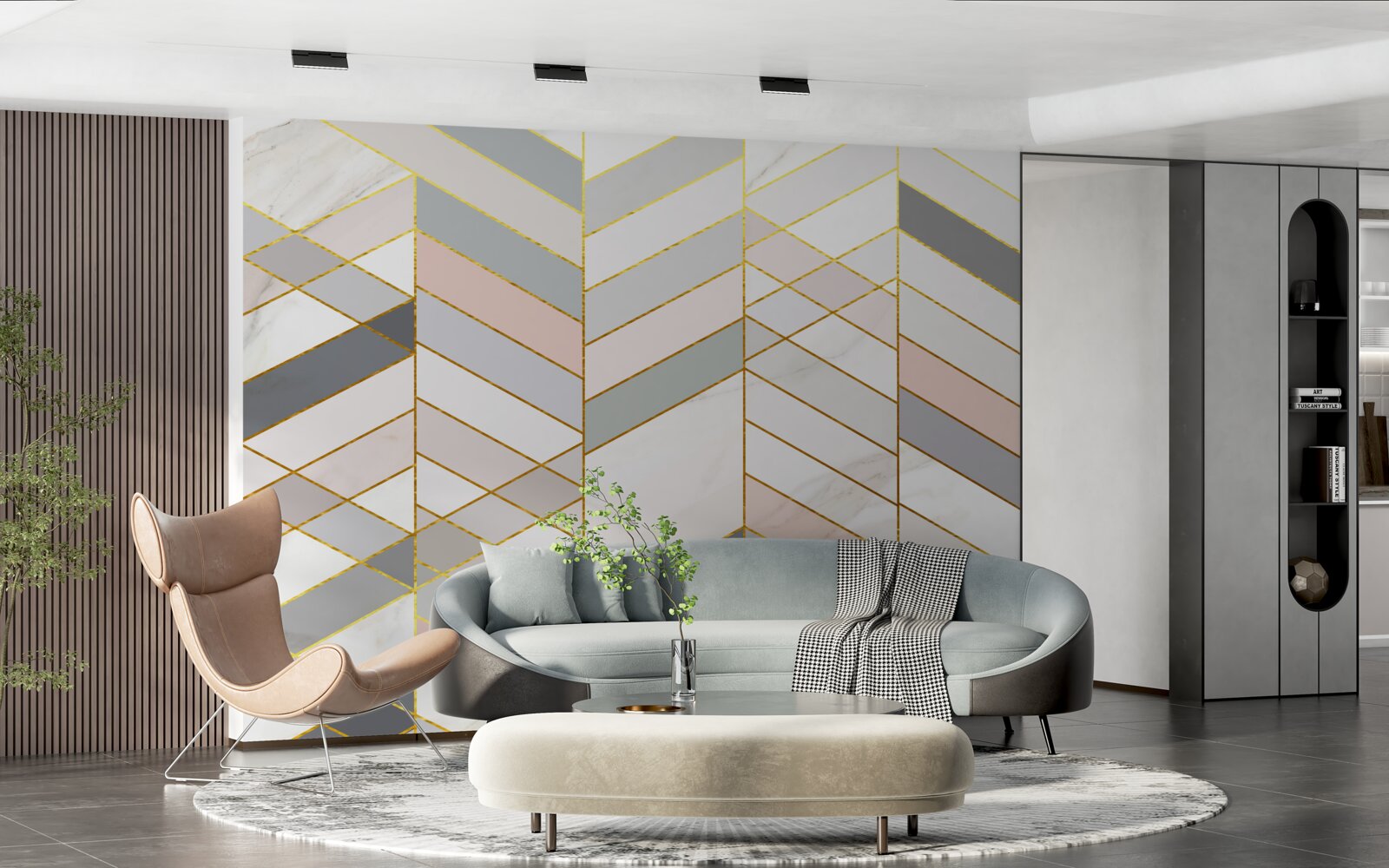 Fotobehang pastellijnen diagonaal geplaatst