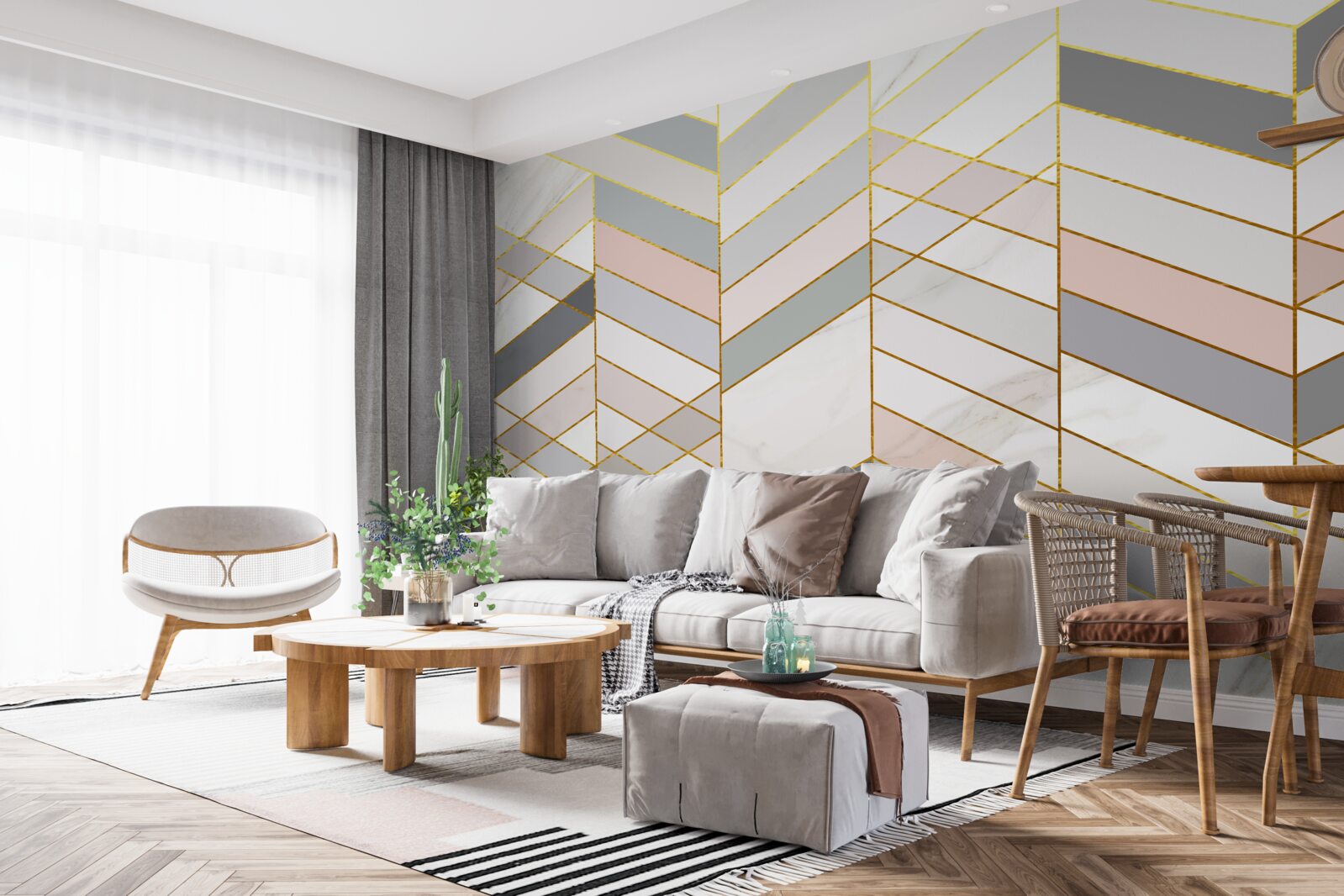 Fotobehang pastellijnen diagonaal geplaatst