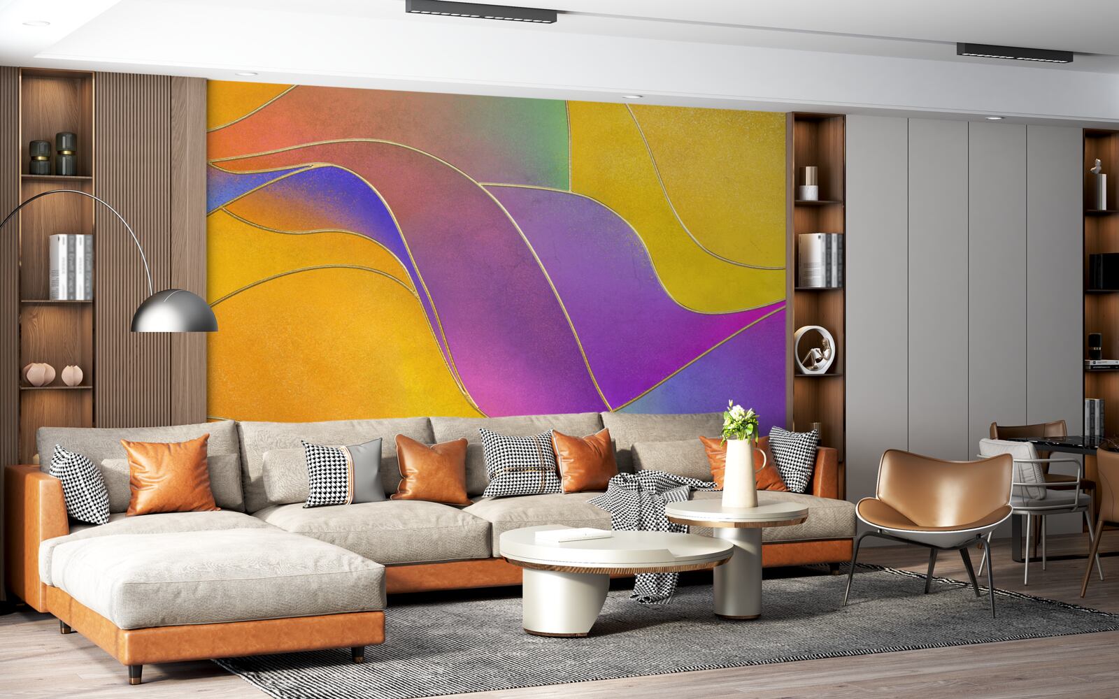 Fotobehang losse lijnen in paars