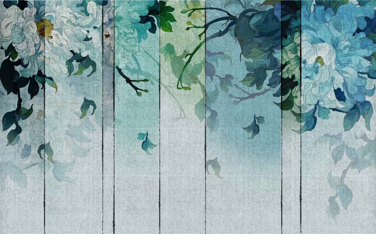 Fotobehang flora in zeeschuimtinten