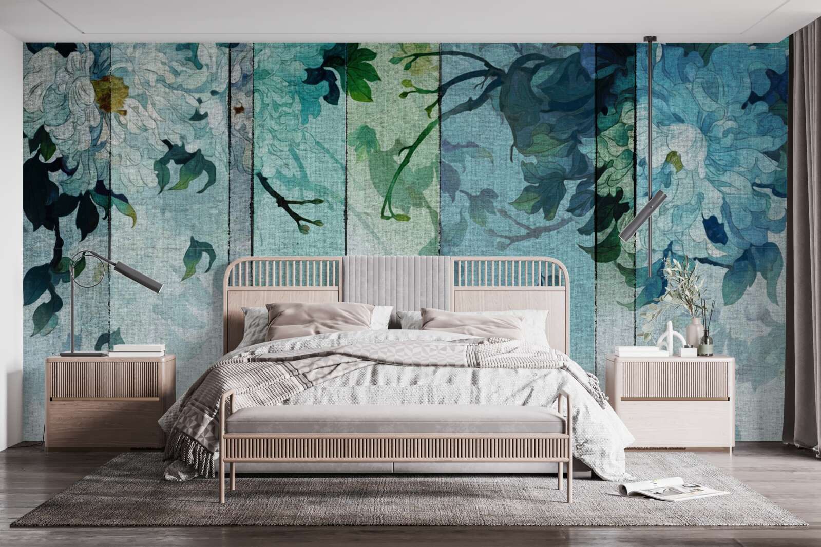 Fotobehang flora in zeeschuimtinten