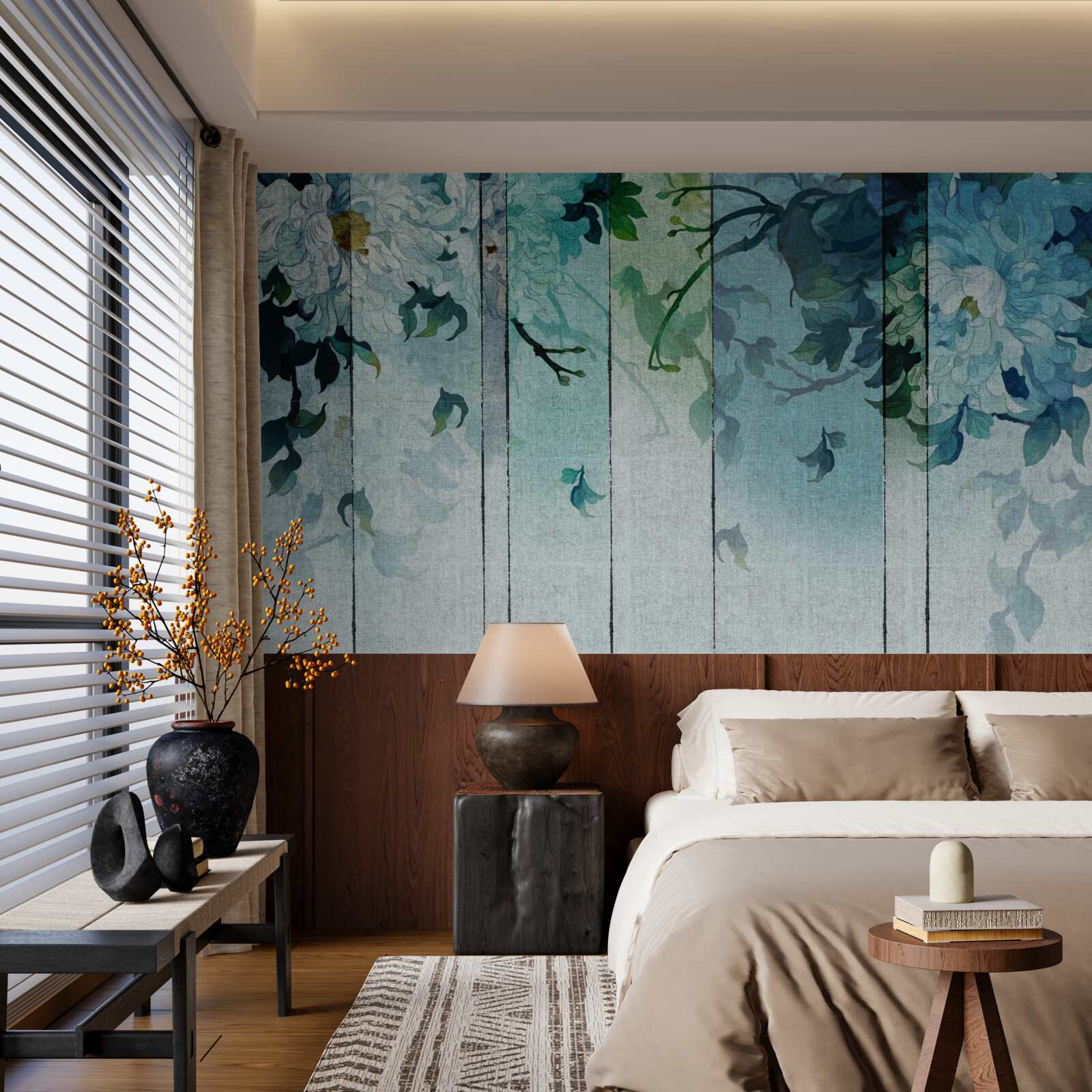 Fotobehang flora in zeeschuimtinten