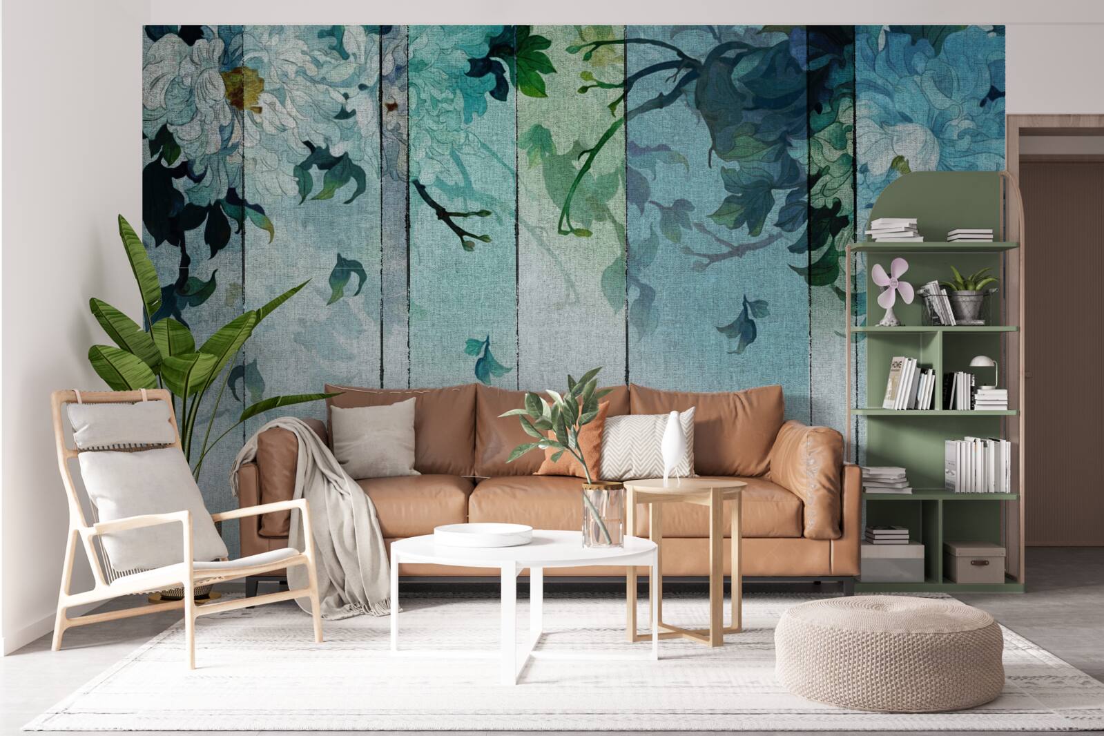 Fotobehang flora in zeeschuimtinten