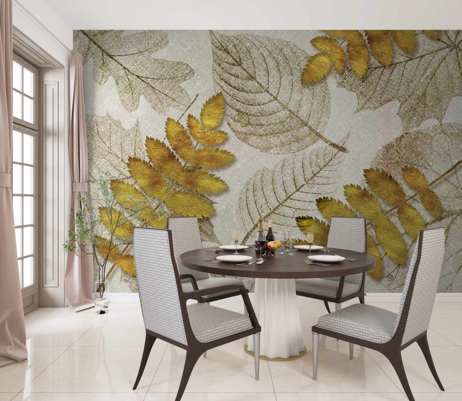 Fotobehang een jungle bedekt met goud