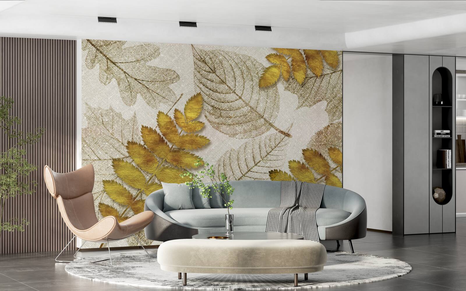 Fotobehang een jungle bedekt met goud