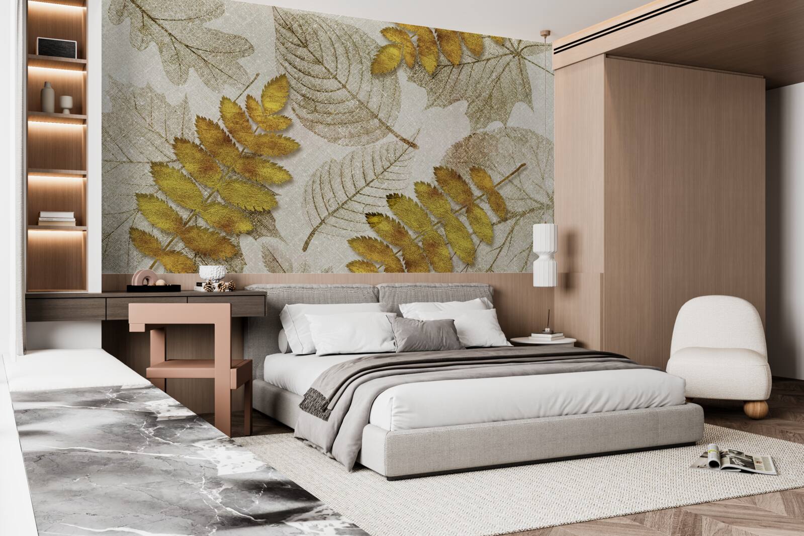 Fotobehang een jungle bedekt met goud