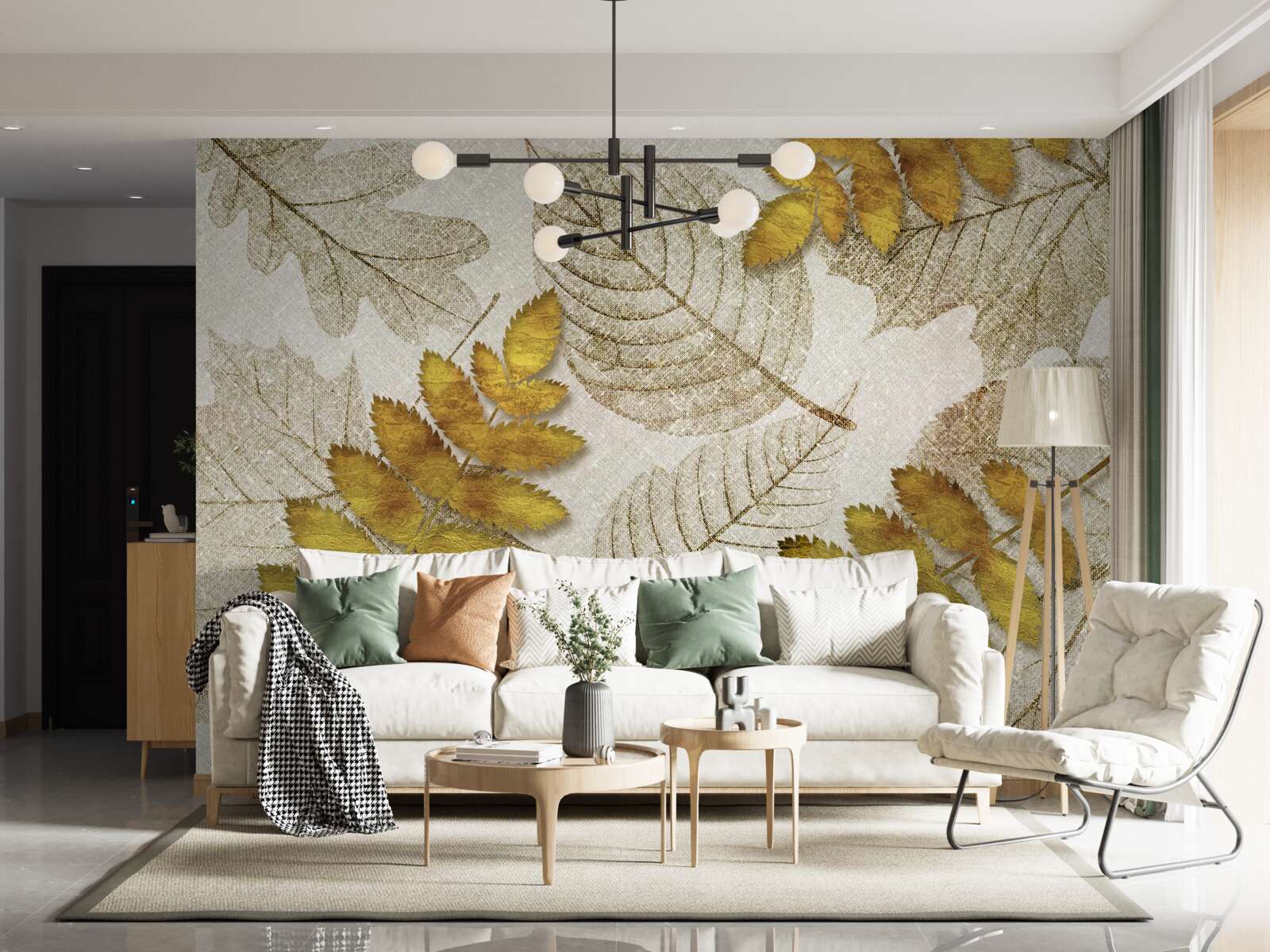 Fotobehang een jungle bedekt met goud