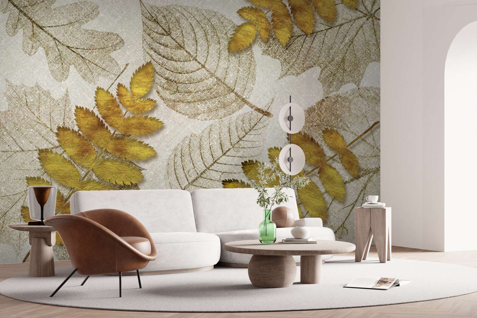 Fotobehang een jungle bedekt met goud