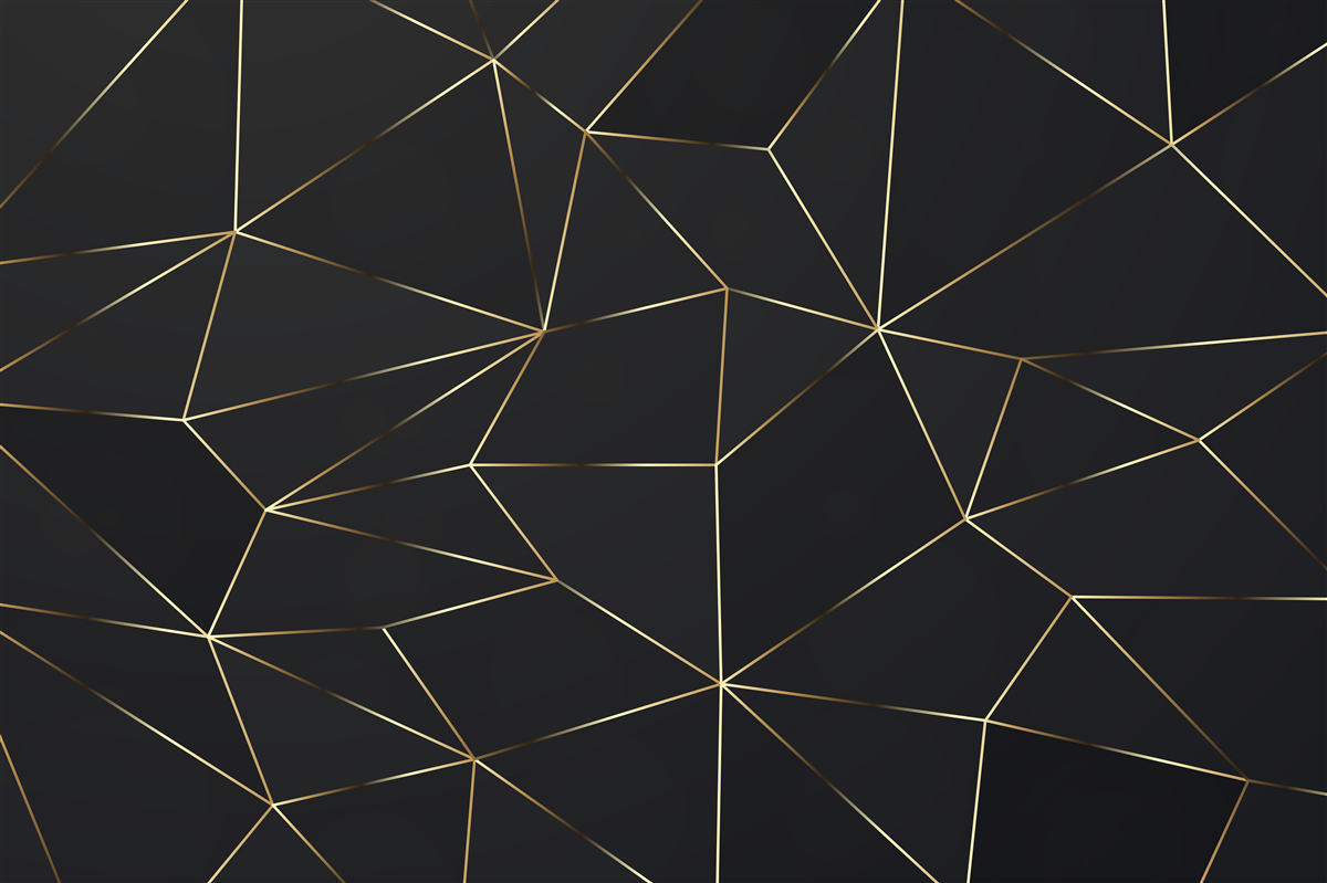 Fotobehang geometrische vormen met gouden randen