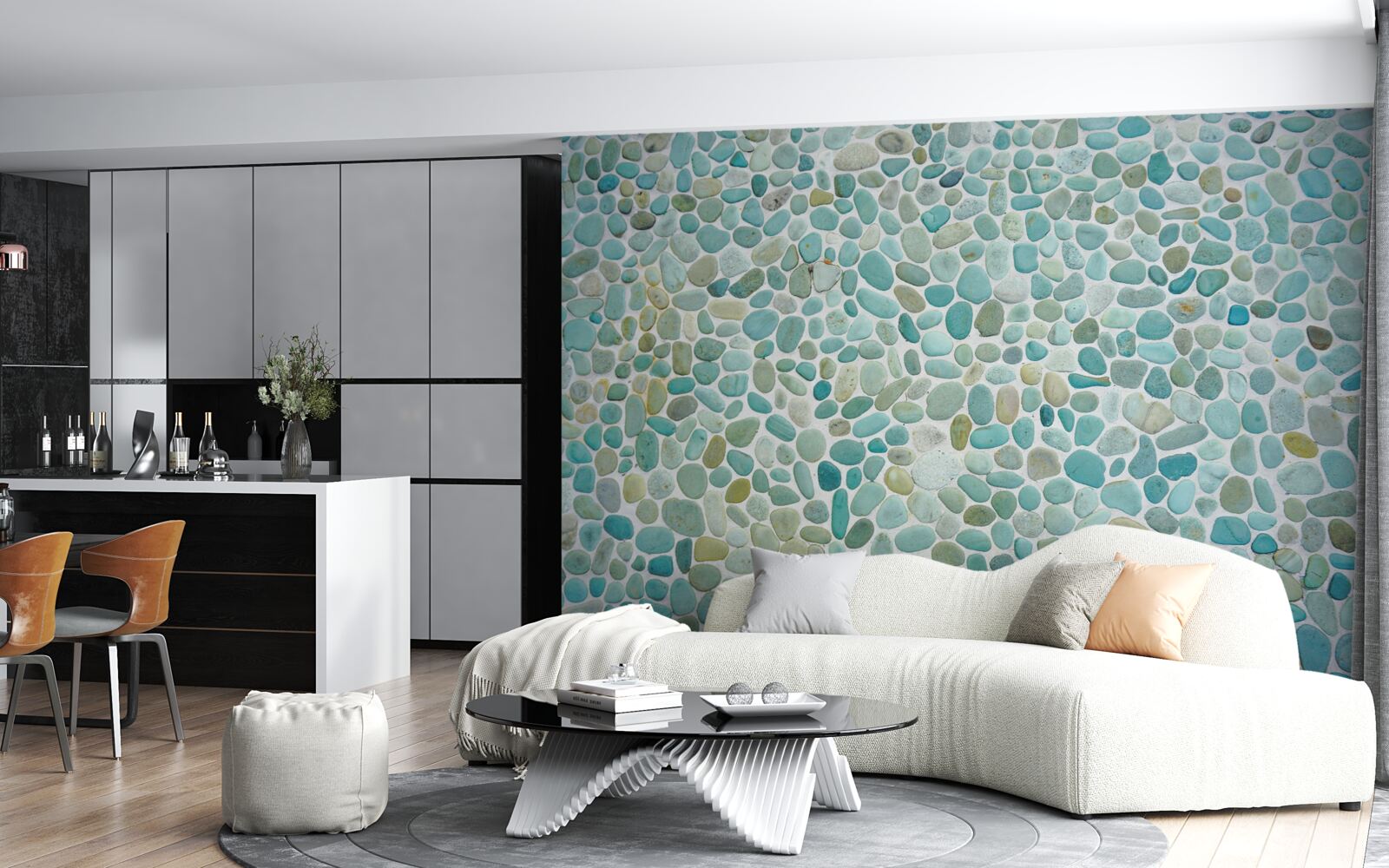 Fotobehang blauwe stenen van de zee