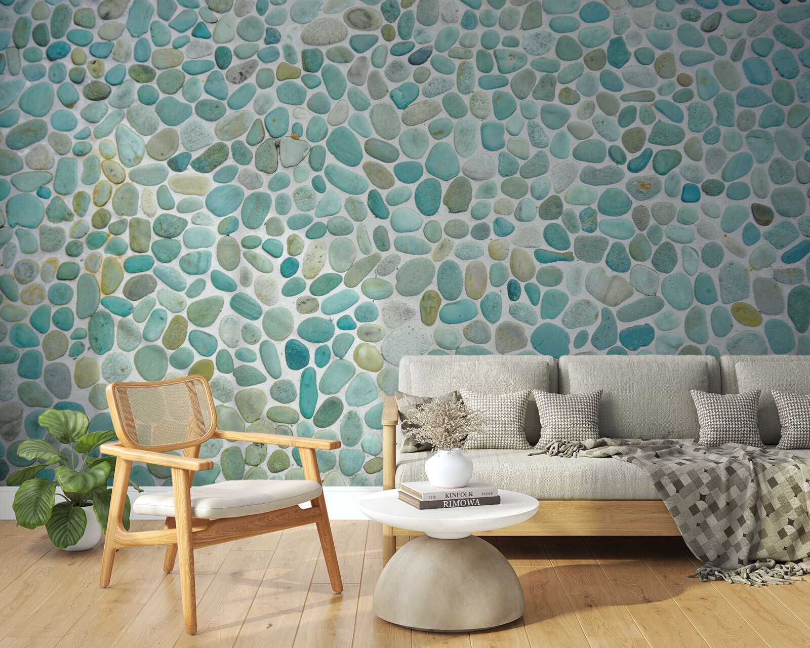 Fotobehang blauwe stenen van de zee