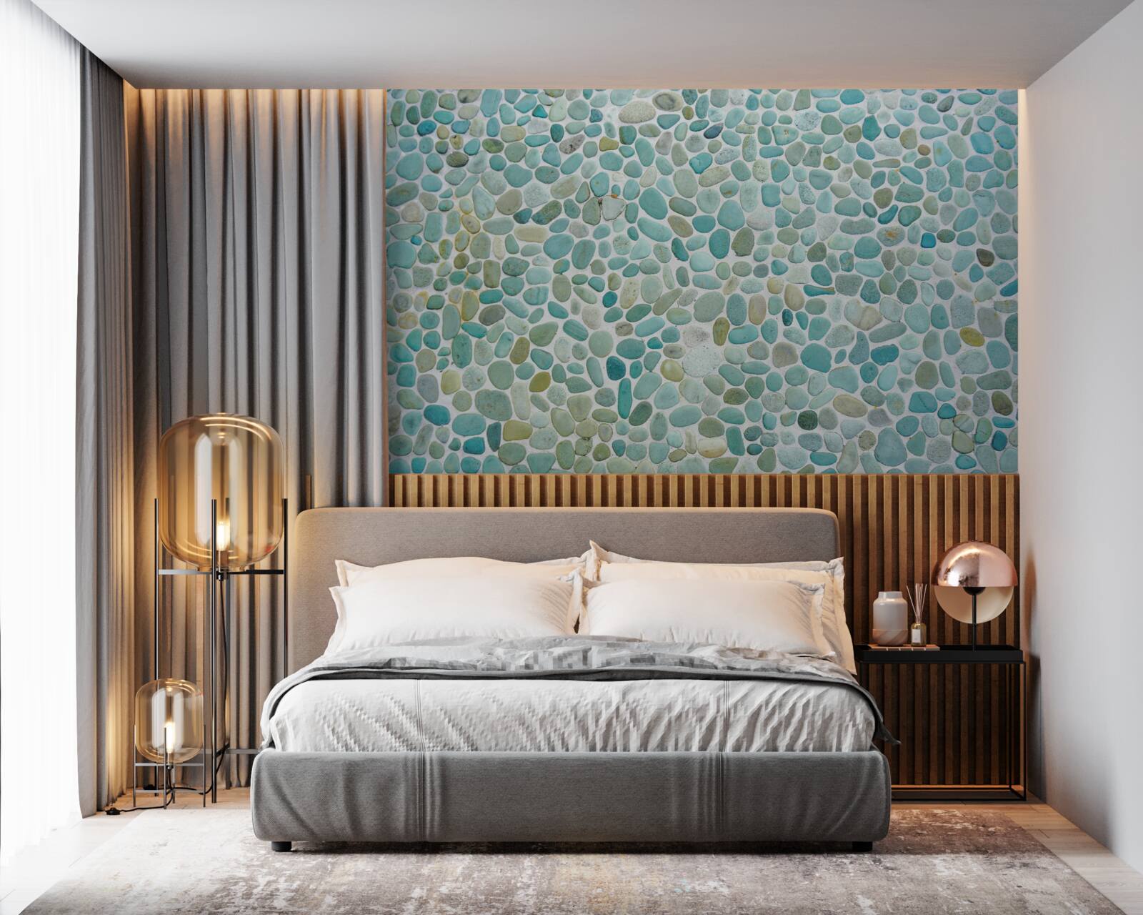 Fotobehang blauwe stenen van de zee