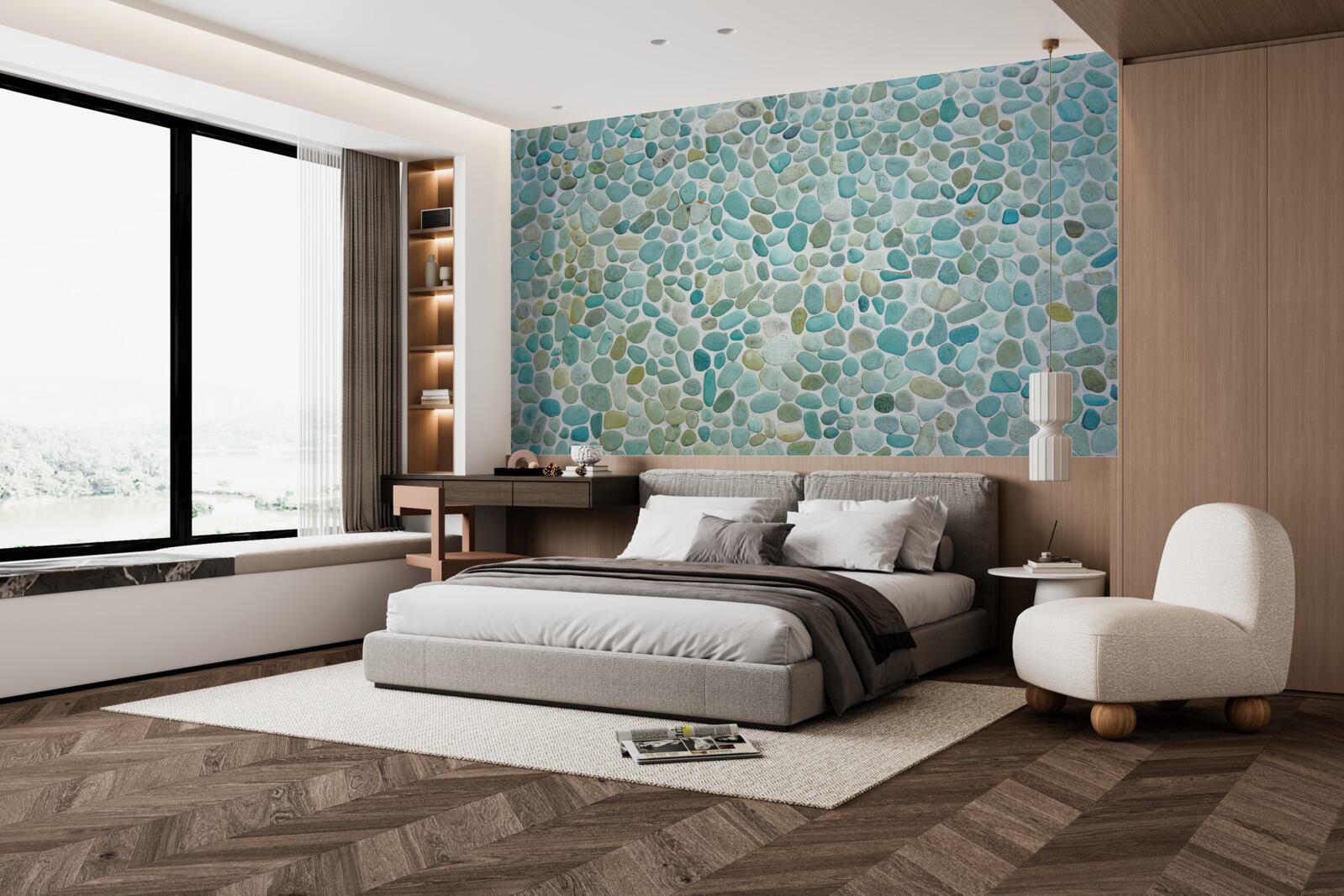 Fotobehang blauwe stenen van de zee