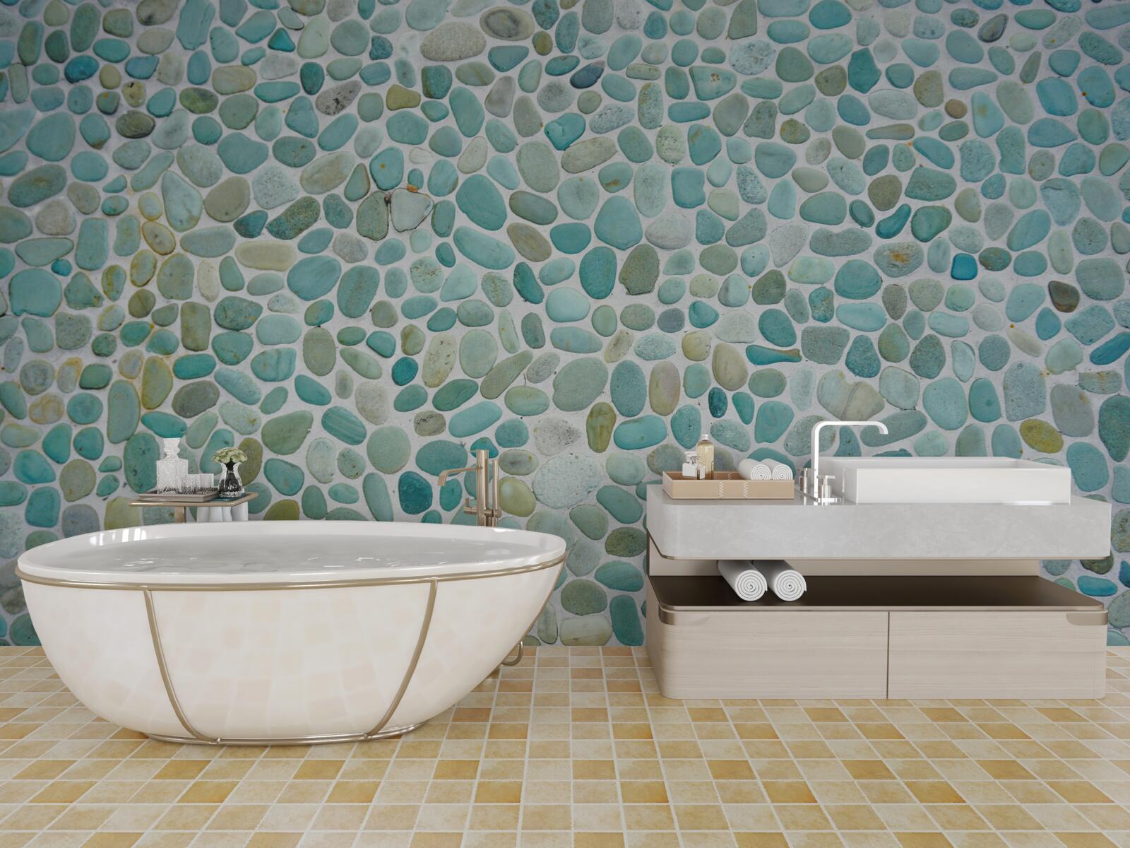 Fotobehang blauwe stenen van de zee