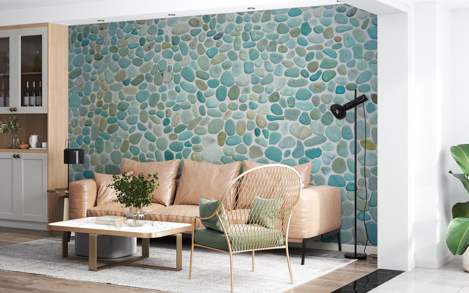 Fotobehang blauwe stenen van de zee