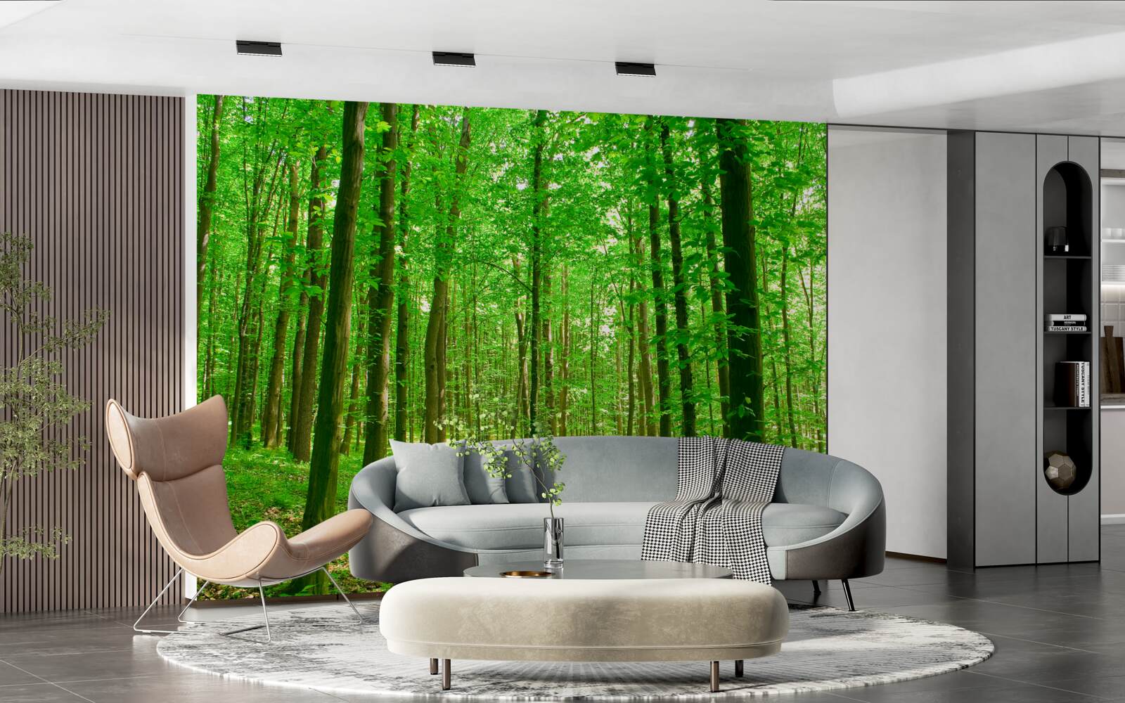 Fotobehang dun zomerbos met loofbomen