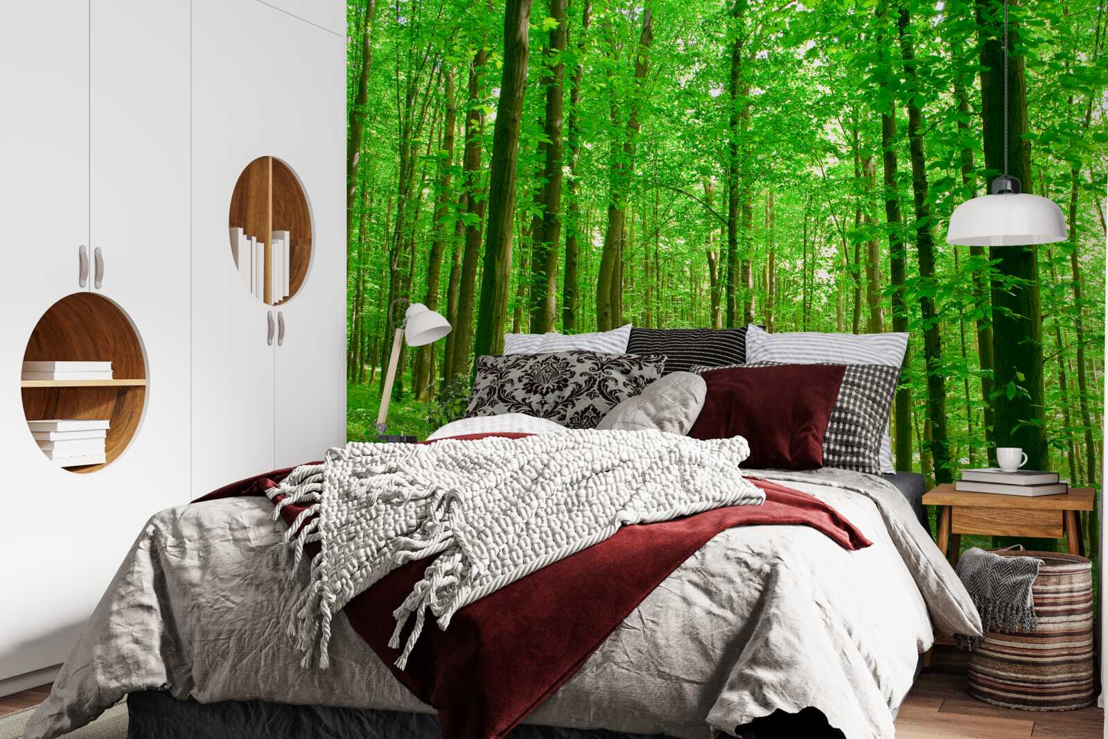 Fotobehang dun zomerbos met loofbomen