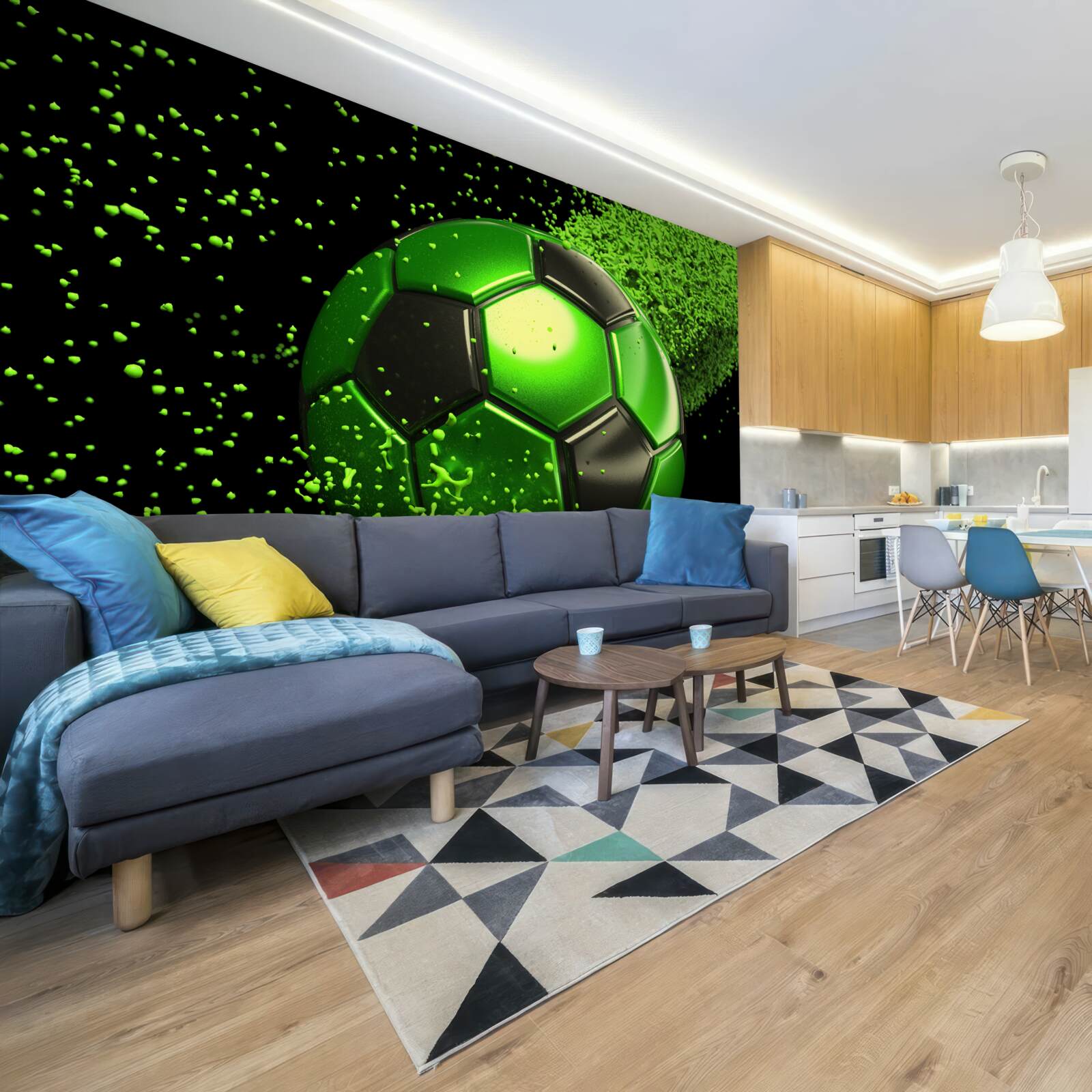 Fotobehang verlicht de bal met groen licht