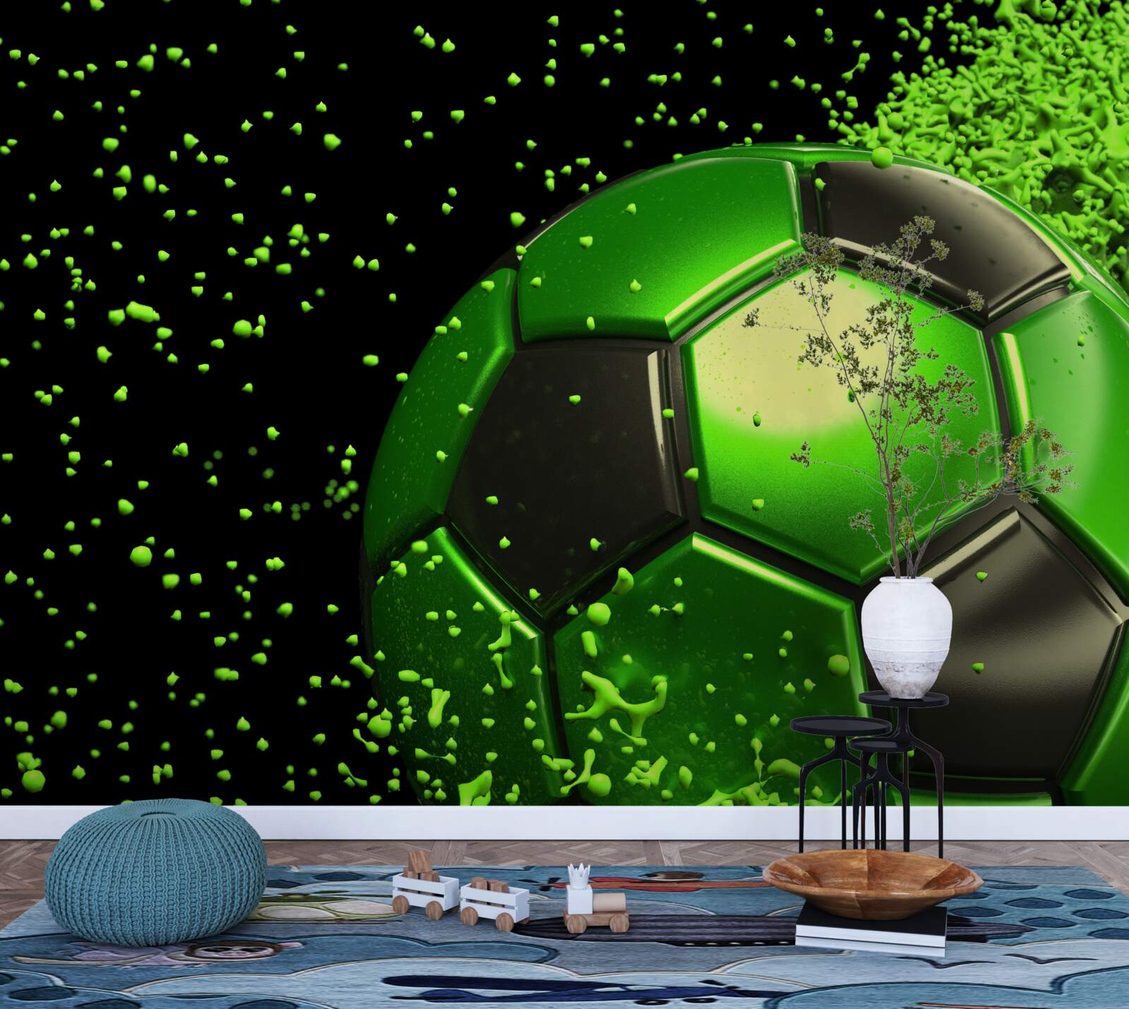 Fotobehang verlicht de bal met groen licht