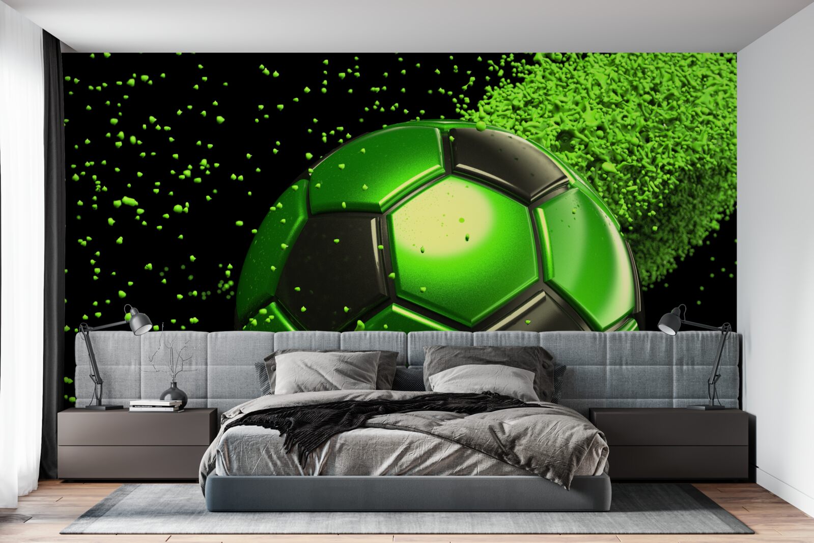 Fotobehang verlicht de bal met groen licht