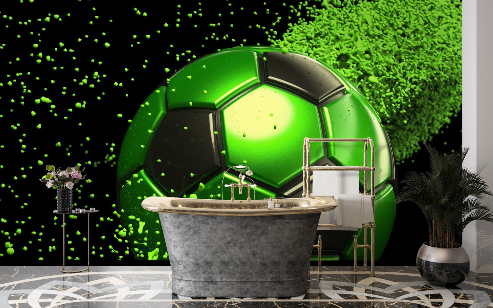 Fotobehang verlicht de bal met groen licht