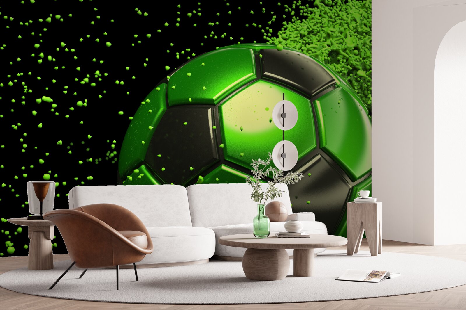 Fotobehang verlicht de bal met groen licht